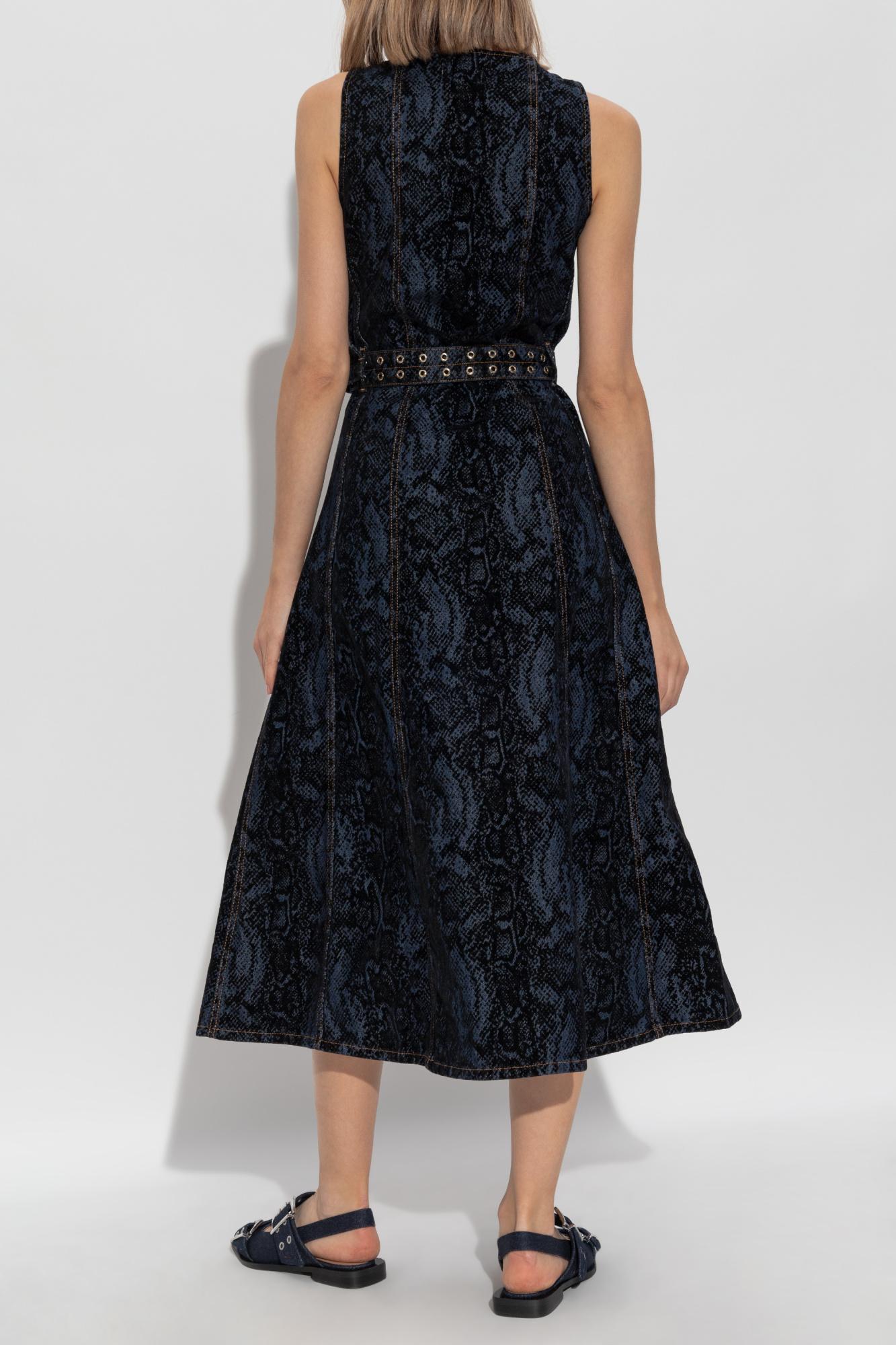 ganni blue velvet dress Rent Ganni Gathered Taffeta Midi Dress