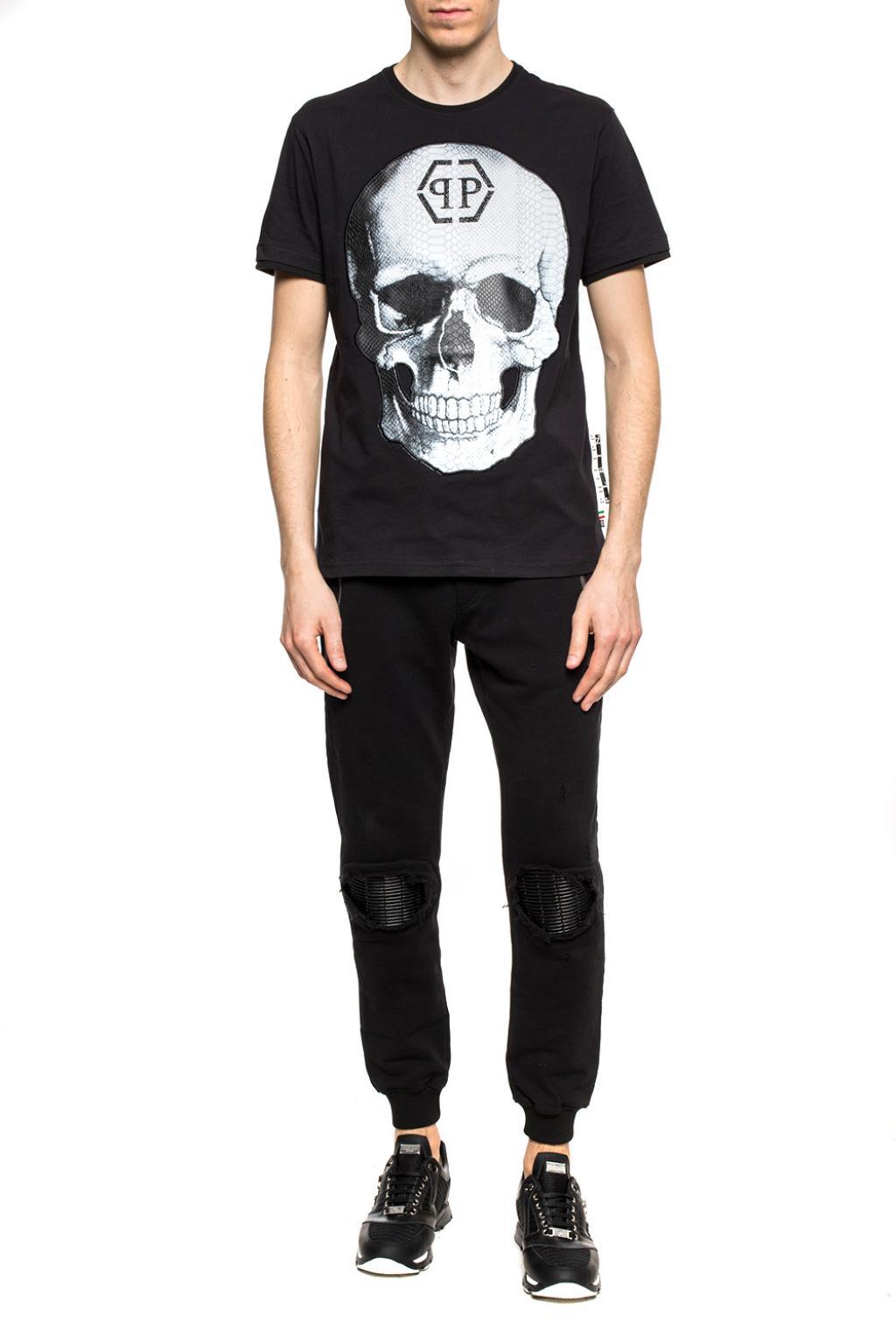 philipp plein black skull shirt