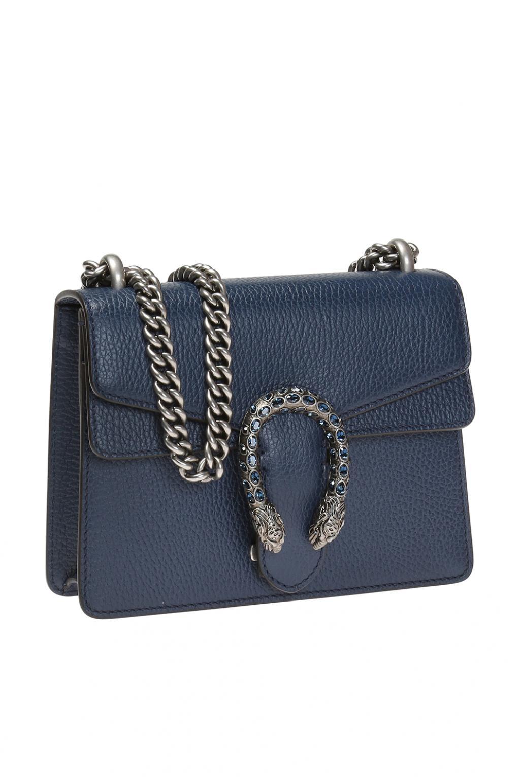 Gucci Leather &#39;dionysus&#39; Shoulder Bag in Navy Blue (Blue) - Lyst
