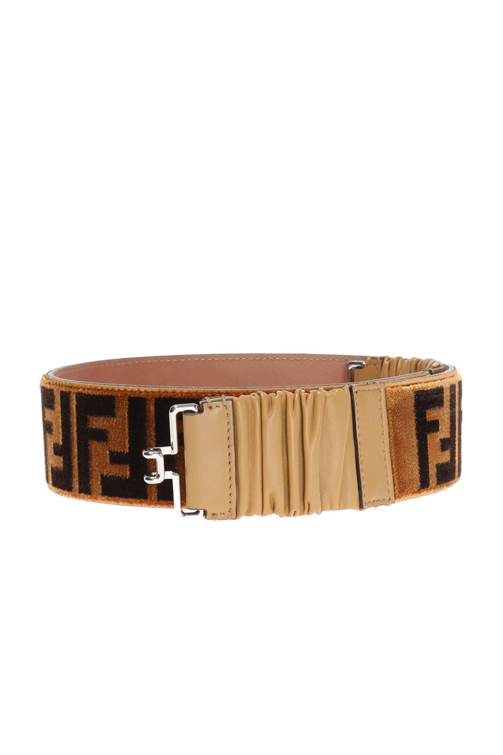 Fendi Leather Logo Belt in Brown - Lyst