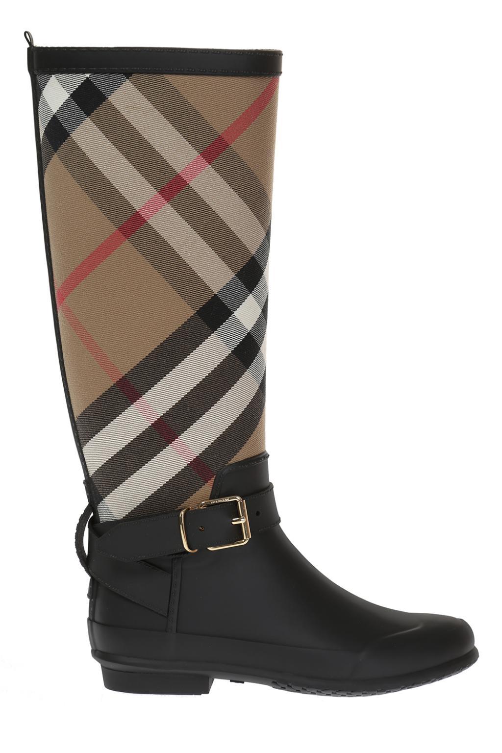 Burberry Rubber 'simeon' Checked Rain Boots in Brown - Lyst