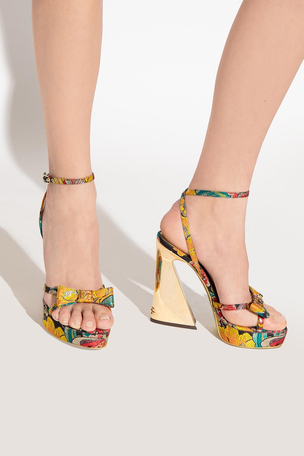 Dolce & Gabbana Heeled Jacquard Sandals | Lyst