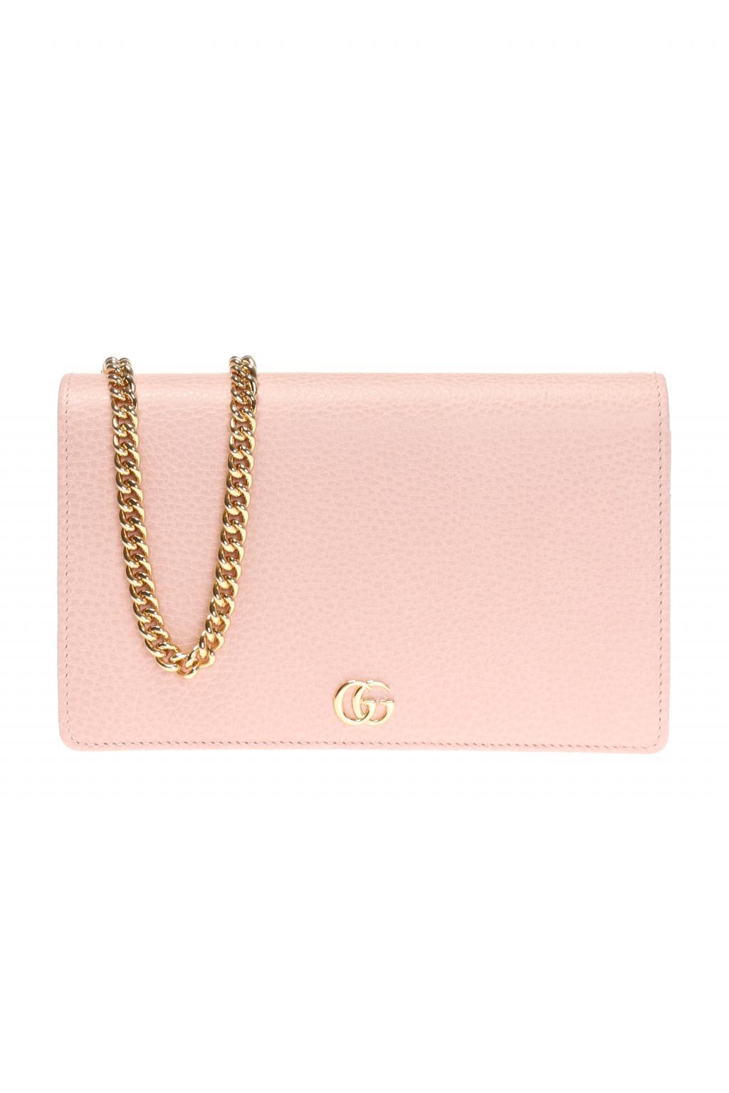Gucci 'gg Marmont' Wallet On Chain in Pink | Lyst