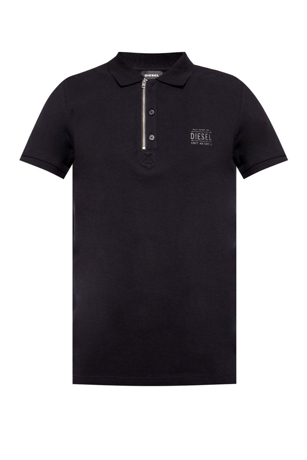 DIESEL Cotton Logo-printed Polo Shirt in Black for Men - Lyst