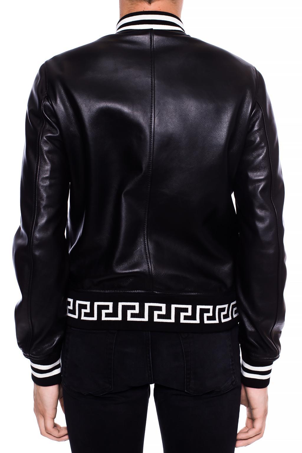 Versace Leather Bomber Jacket in Black for Men Lyst