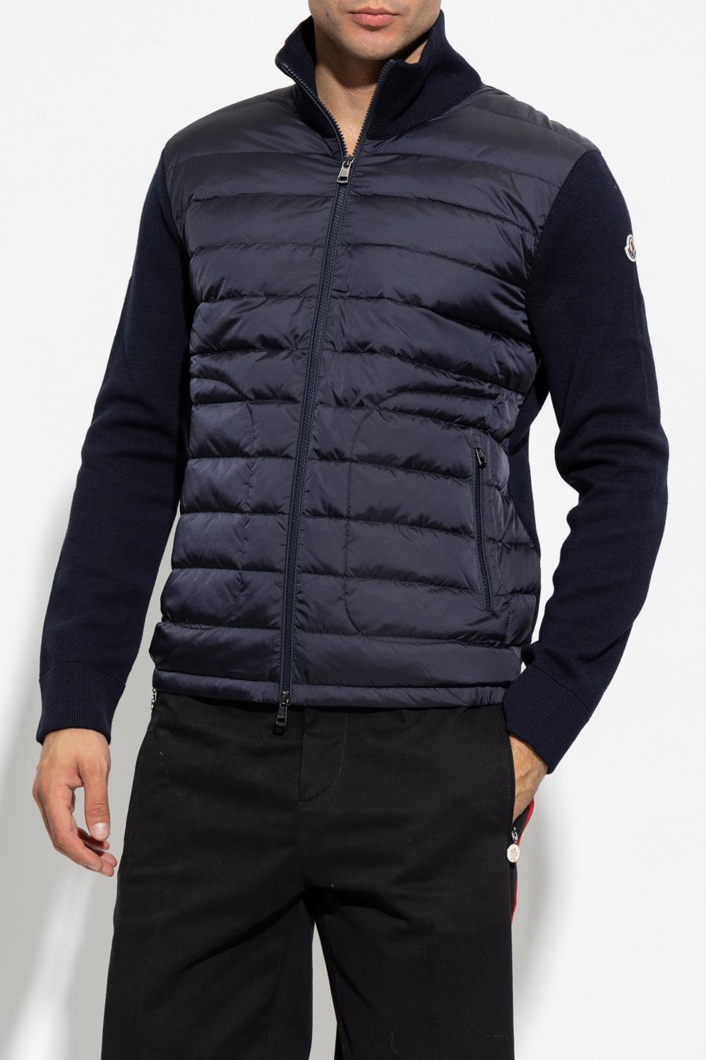 Moncler Cardigan With Down Front in Blue for Men | Lyst