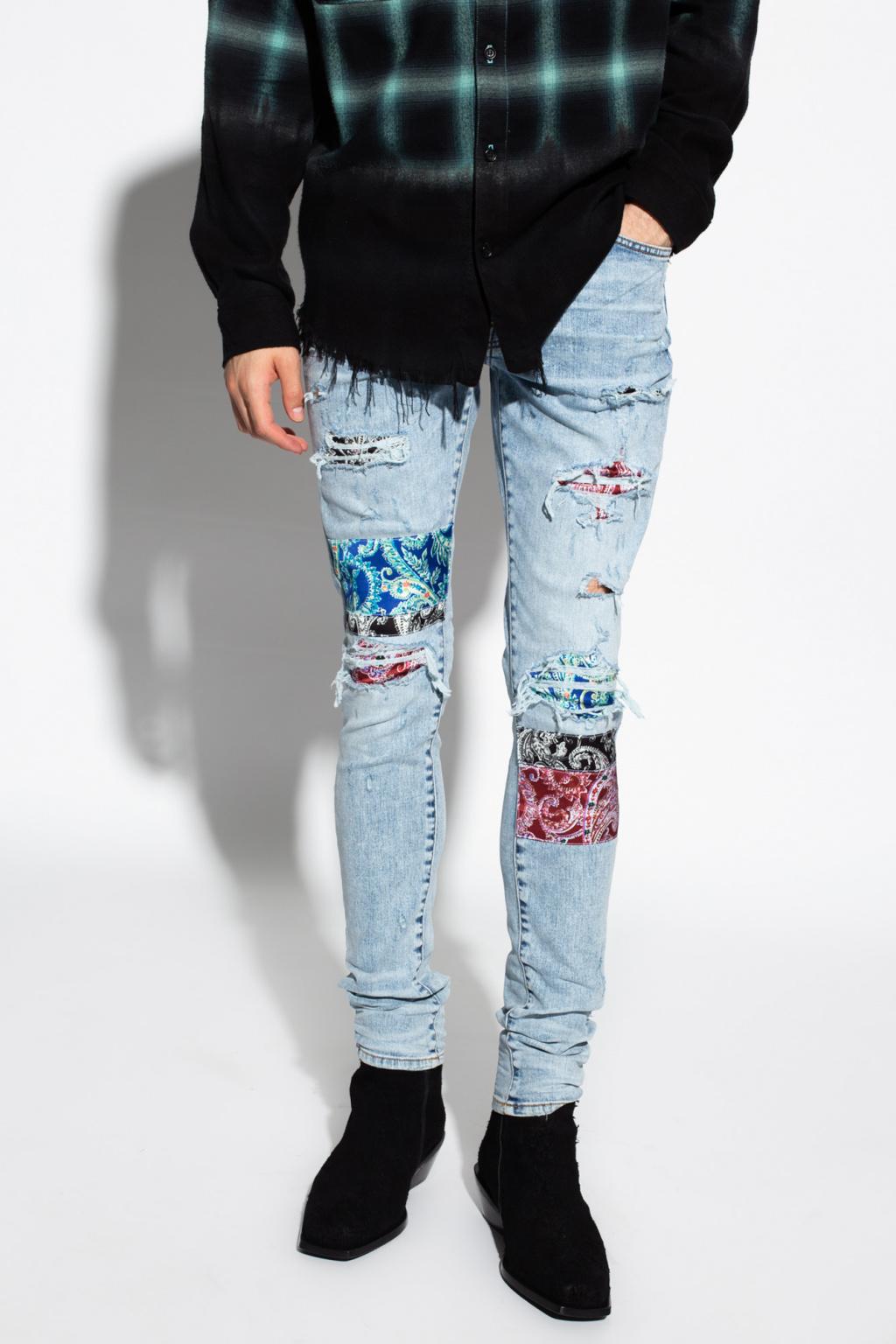 Amiri Denim Patched Jeans in Light Blue 