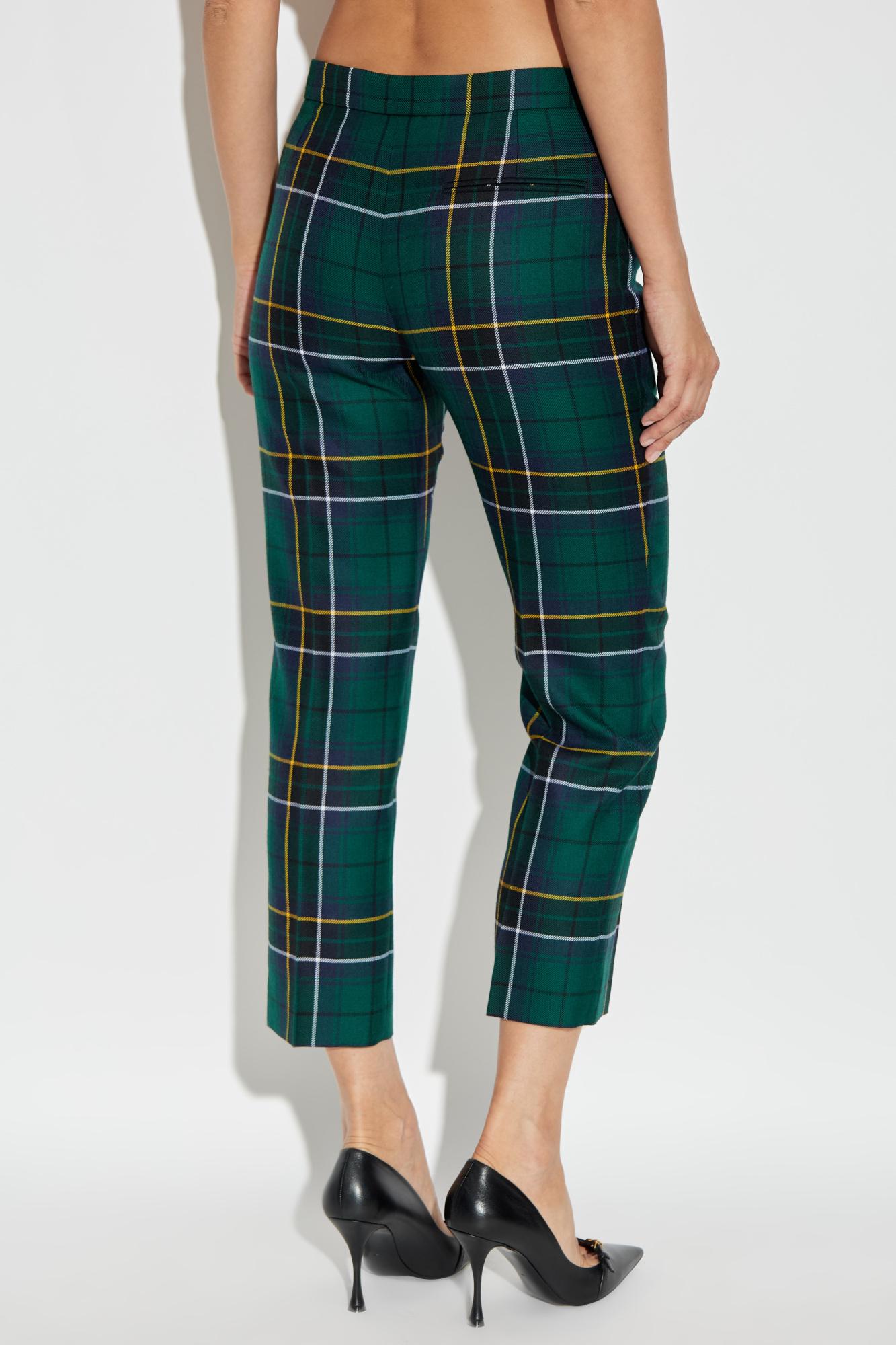 McQueen Plaid Trousers in Green | Lyst