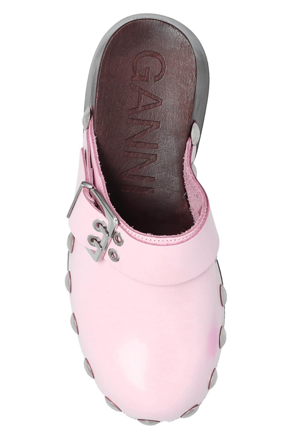 Ganni Leather Clogs in Pink | Lyst
