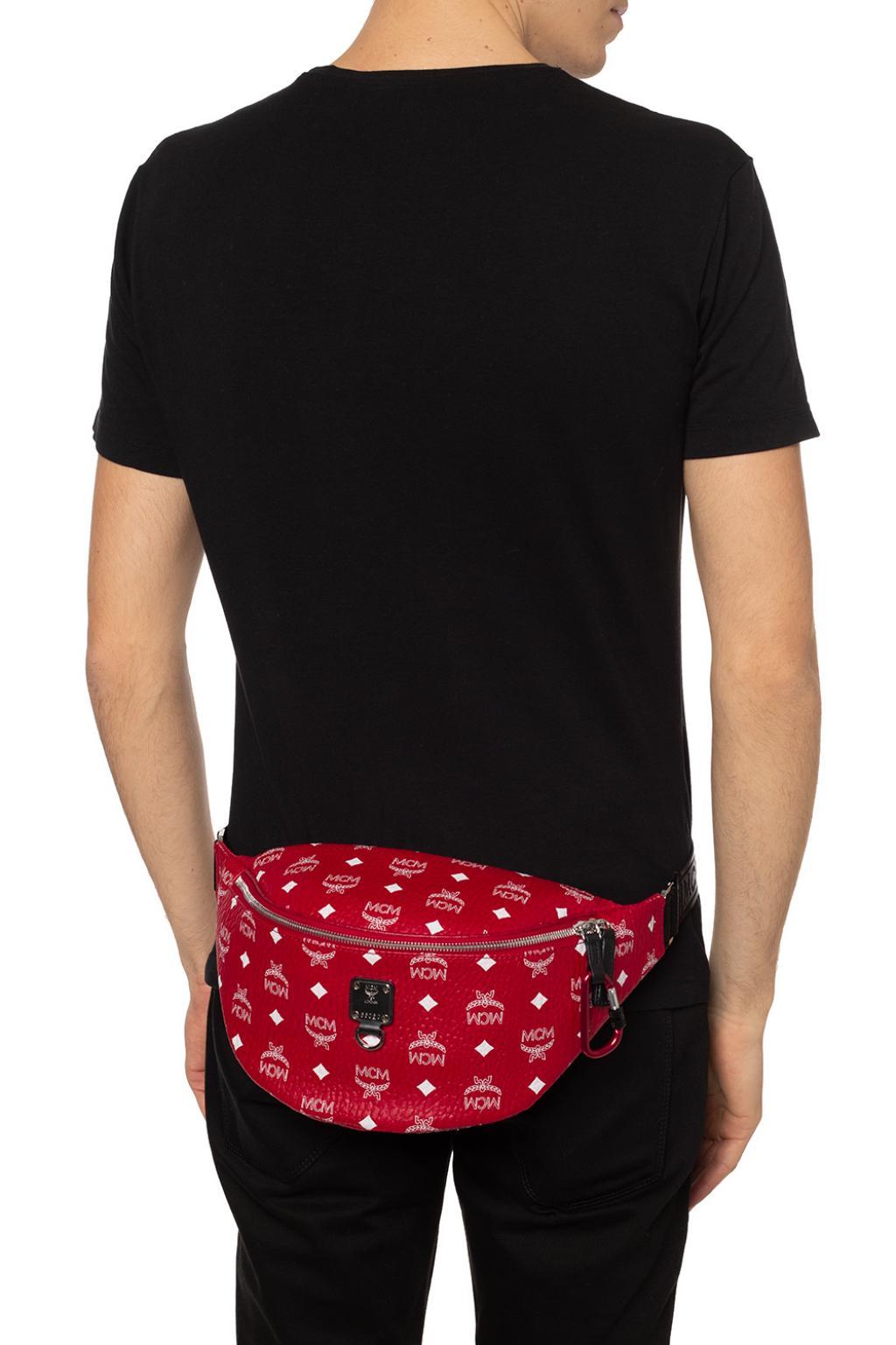 mcm red fanny pack