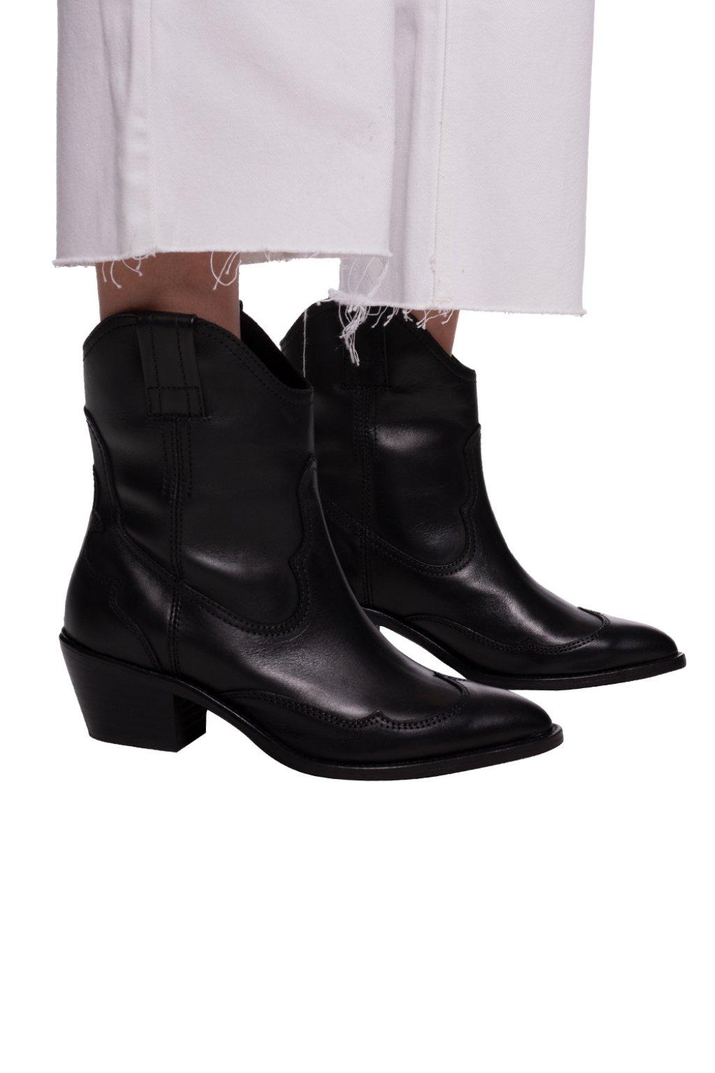 AllSaints shira Heeled Cowboy Boots in Black Lyst