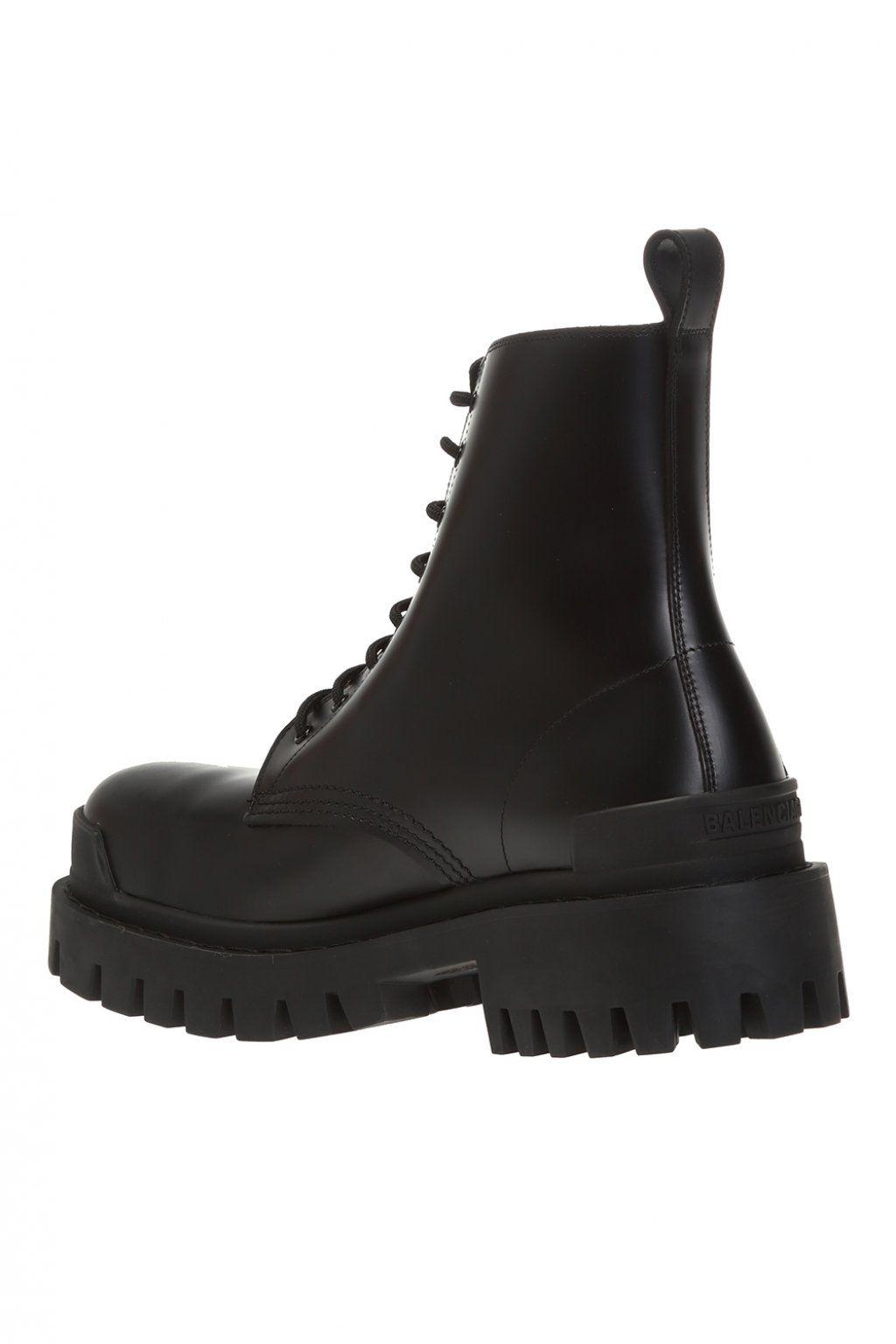 Balenciaga 'strike' Leather Boots in Black | Lyst