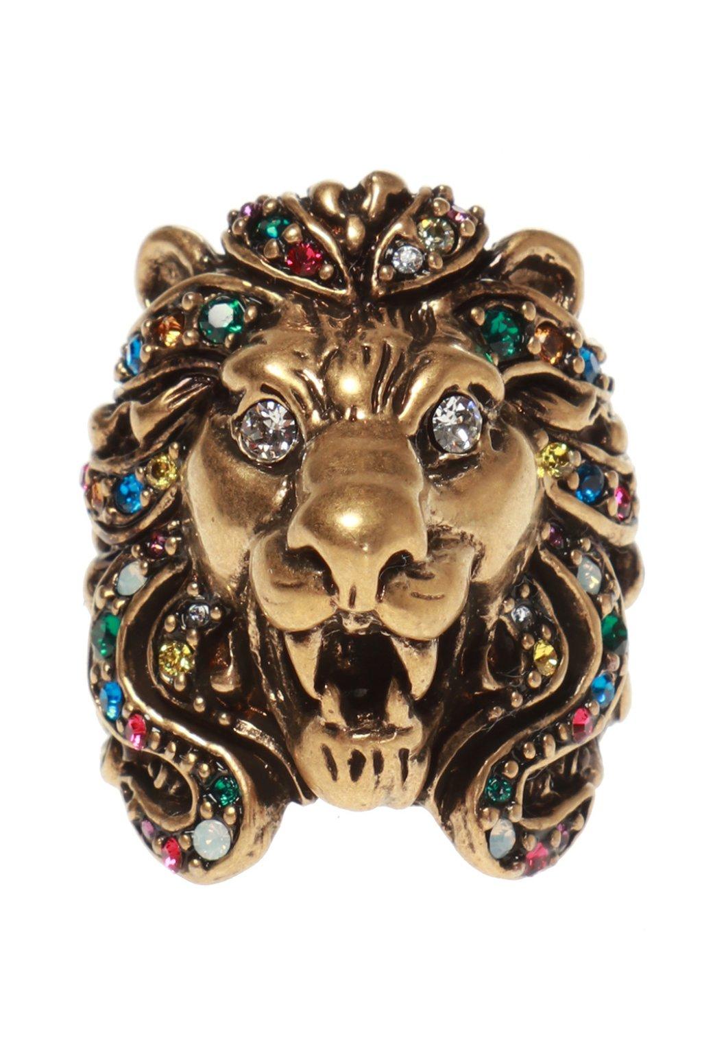 Engager nyt år bus Gucci Lion Head Ring in Gold (Metallic) for Men - Lyst