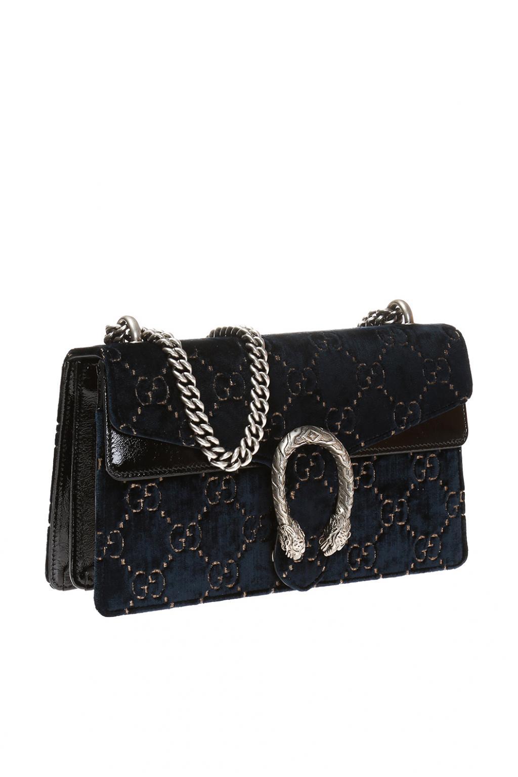 Gucci Dionysus Gg Small Velvet & Leather Shoulder Bag in Blue | Lyst