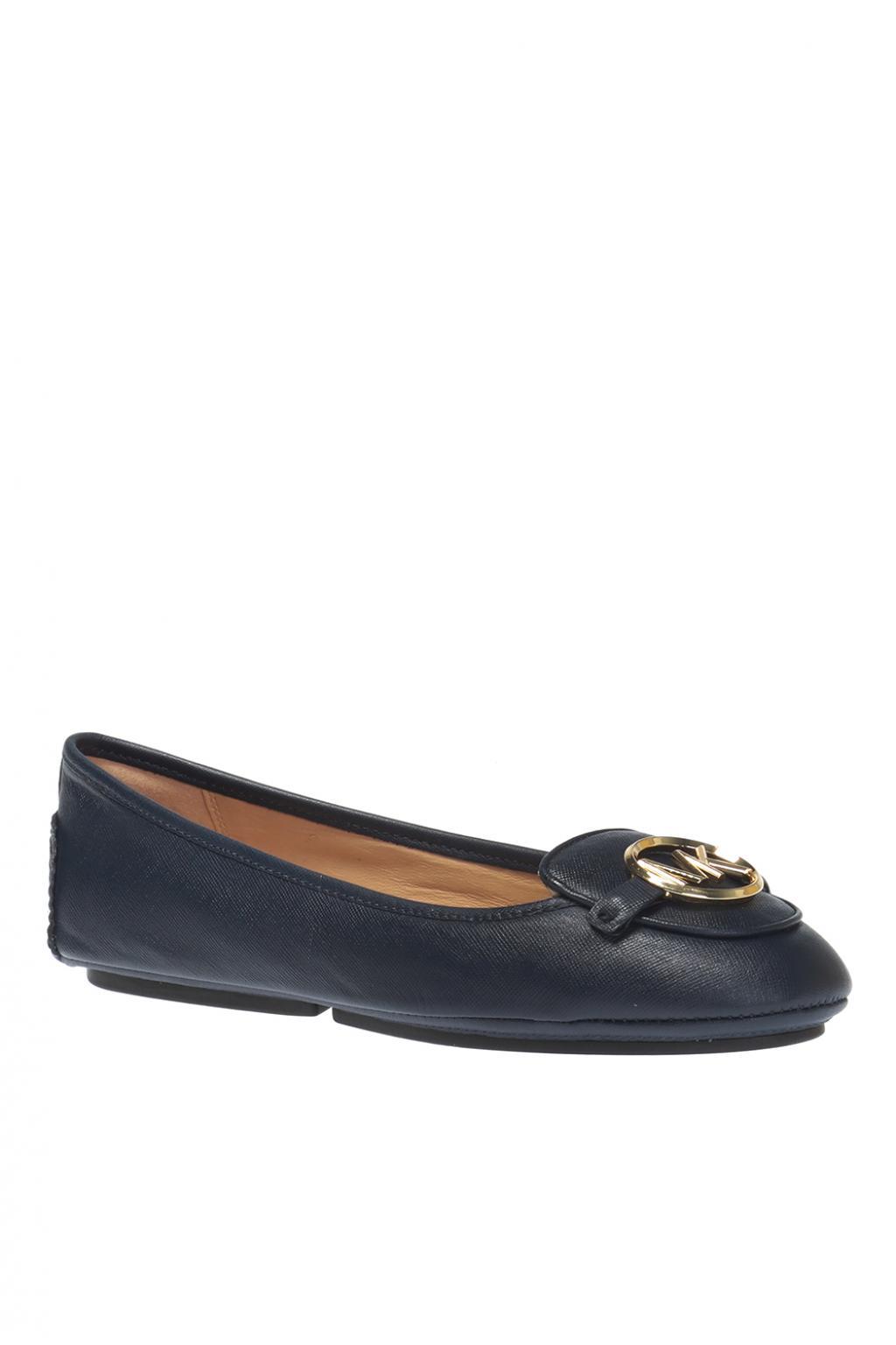 Michael Kors Leather 'lillie' Ballet Flats in Navy Blue (Blue) - Lyst
