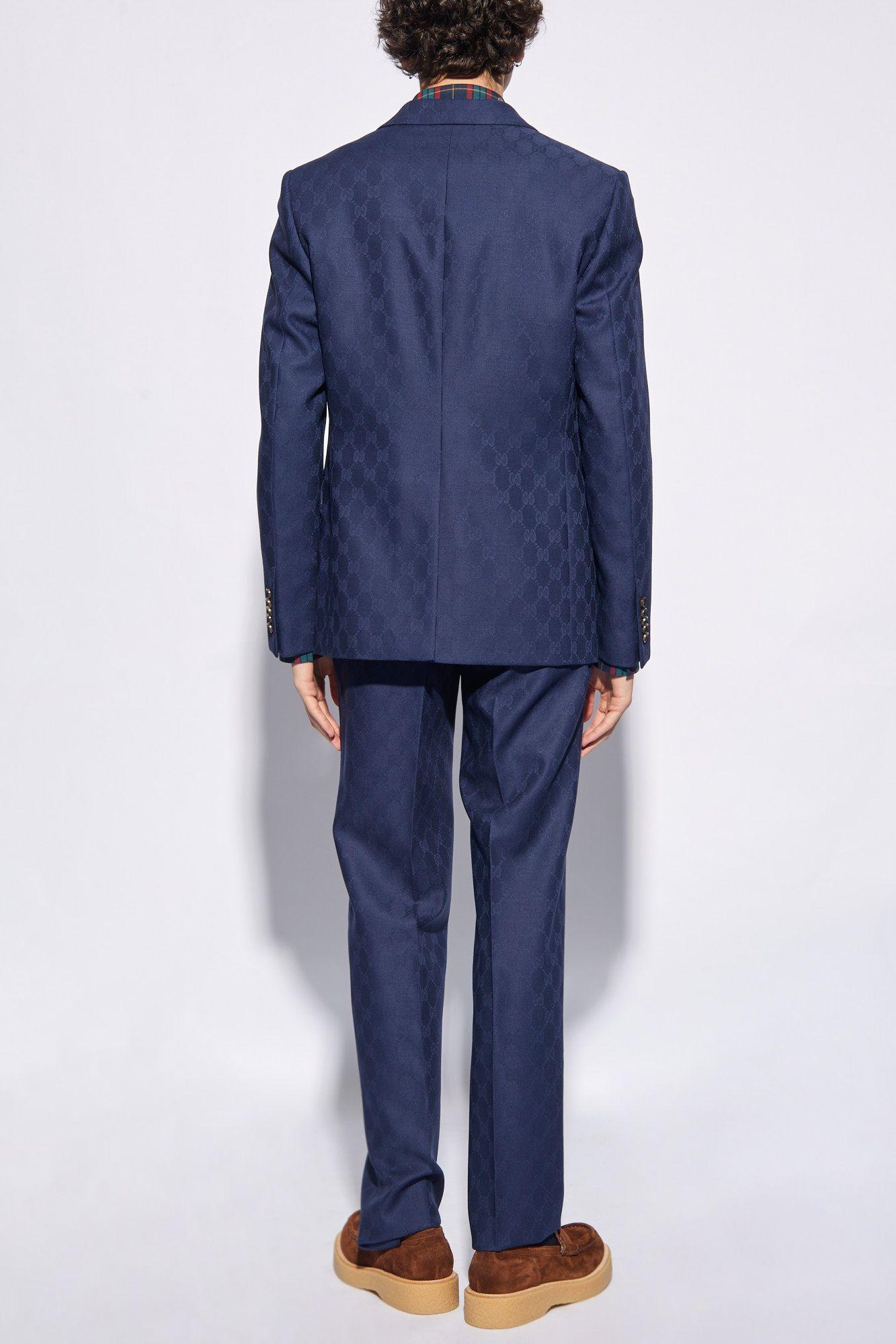 Gucci Wool Suit With Monogram in Blue for Men | Lyst