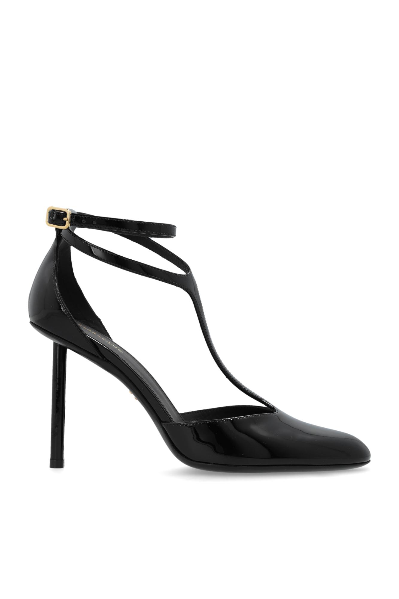 Ferragamo Sleek Stiletto T-Strap Heels in Black | Lyst