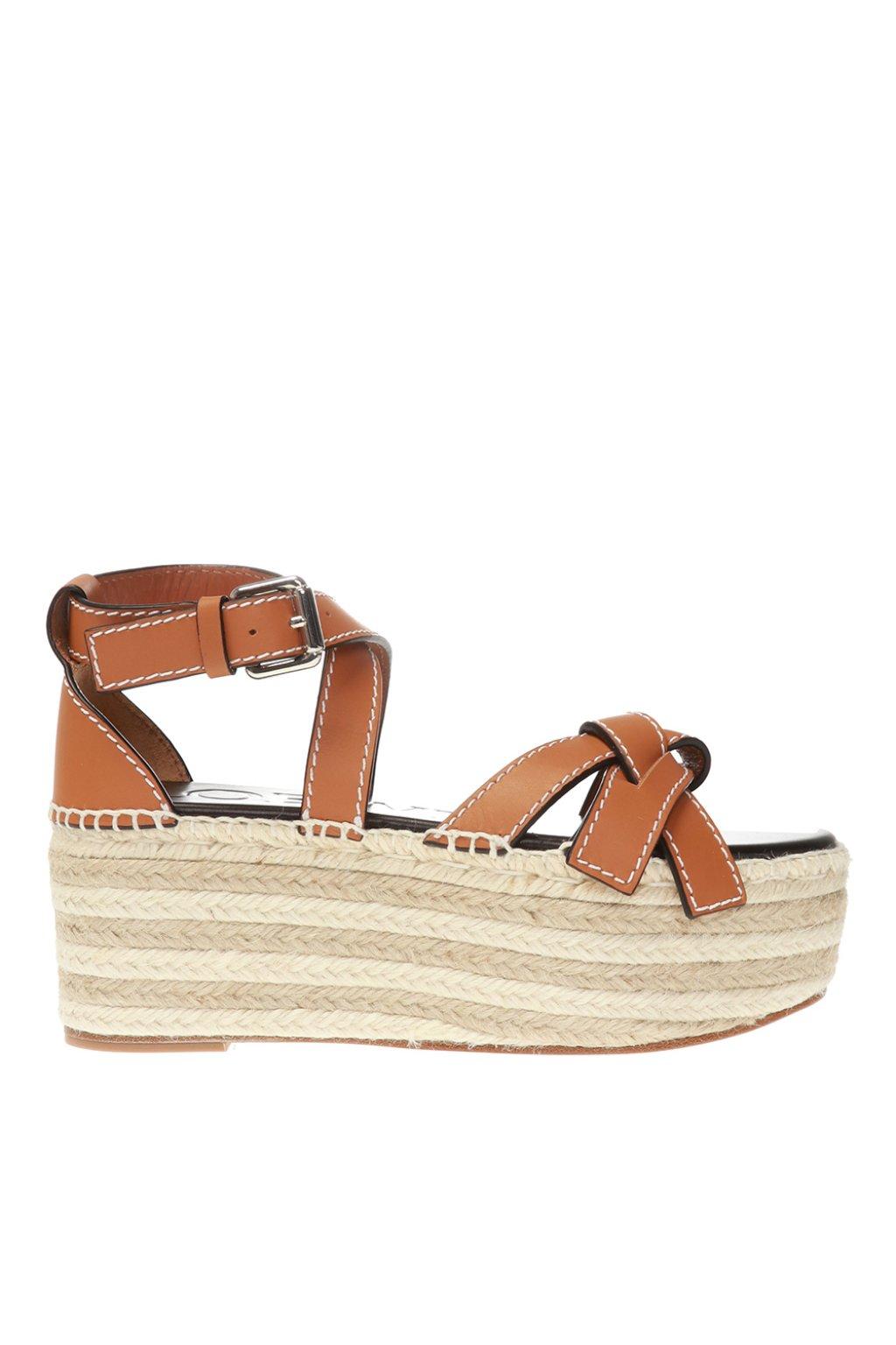 Gate Leather Espadrille Wedge Sandals