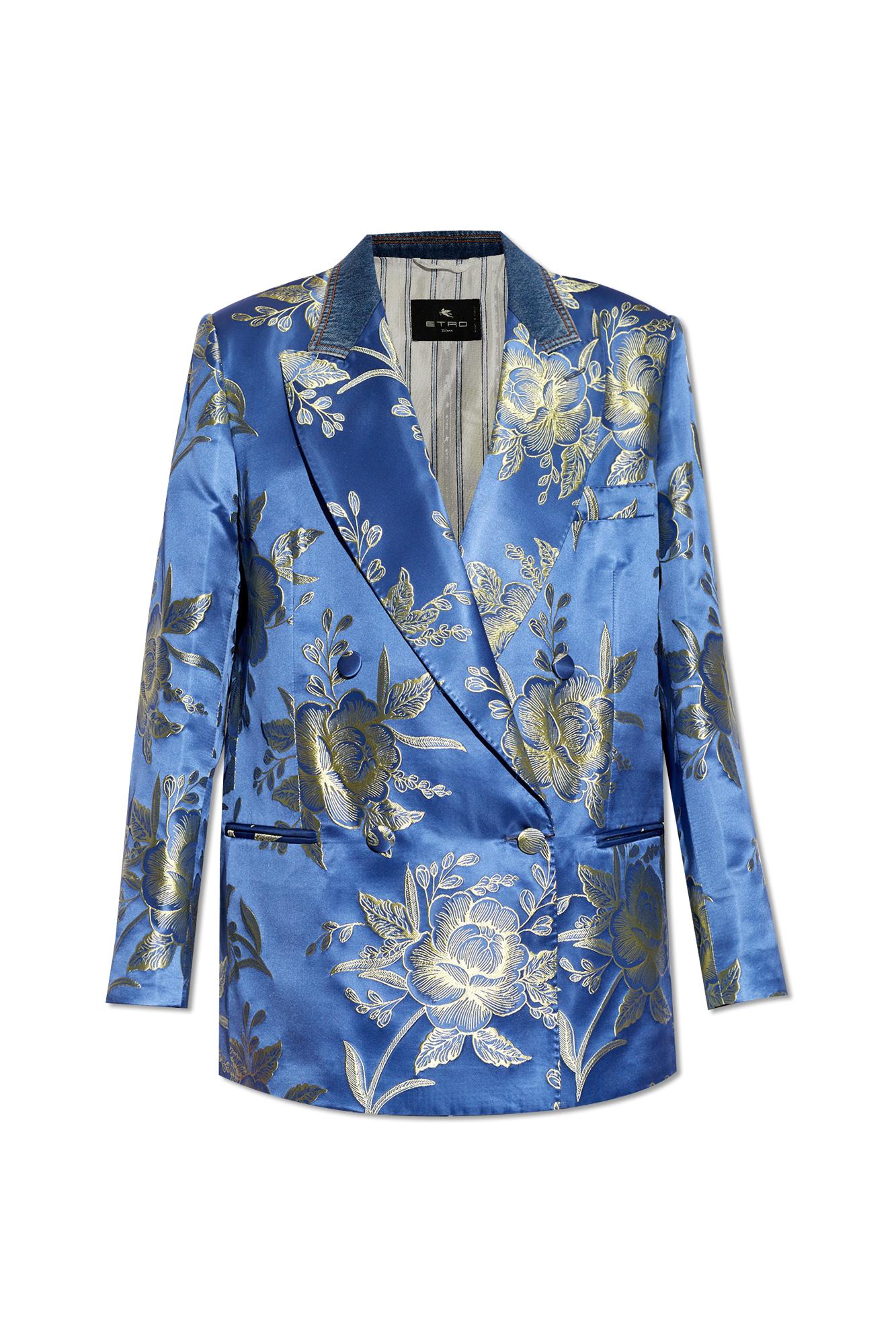 ETRO floral-jacquard single-breasted blazer - Blue