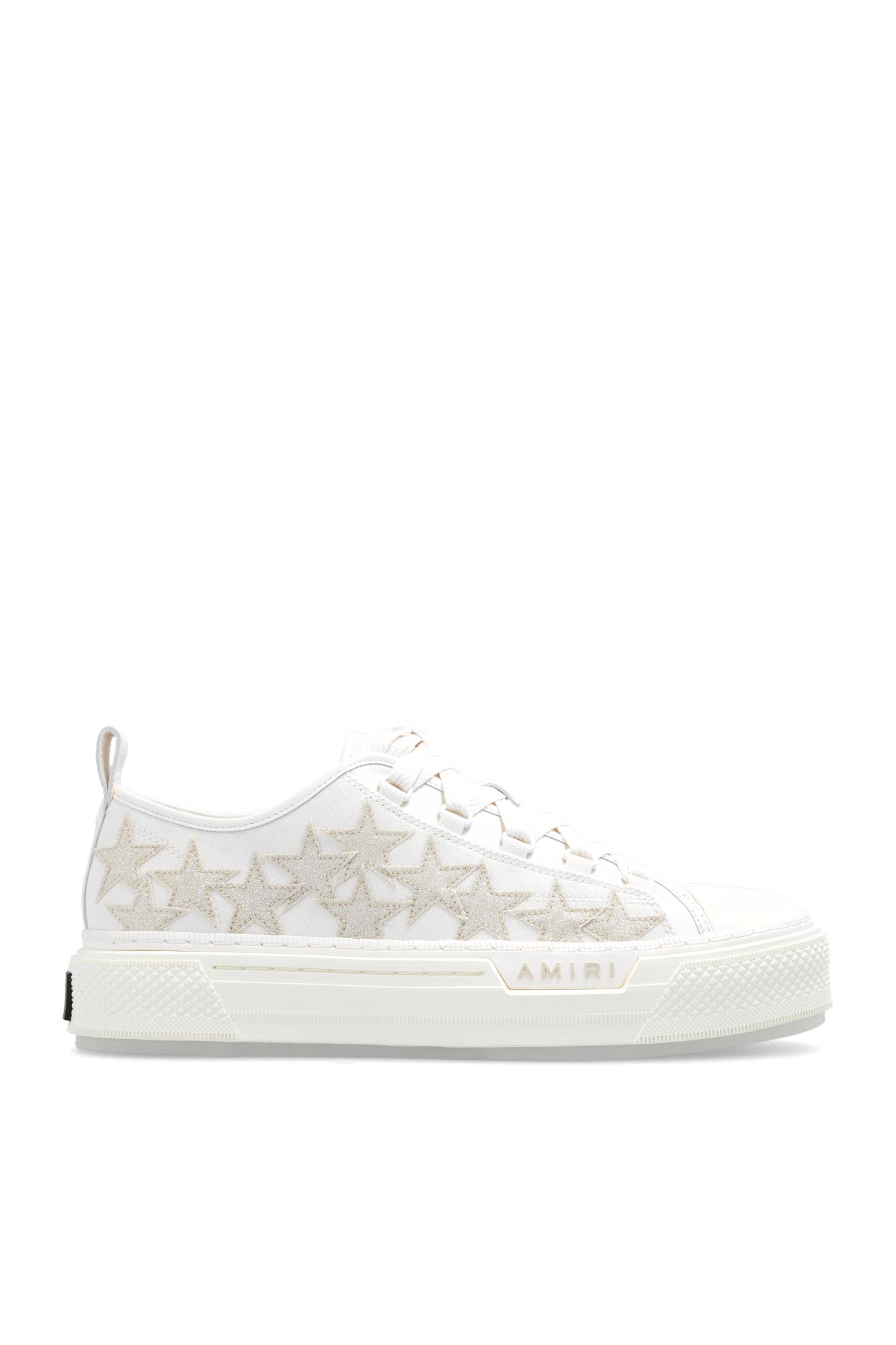 Amiri Crystal Glitter Stars Court Low Sneakers in White for