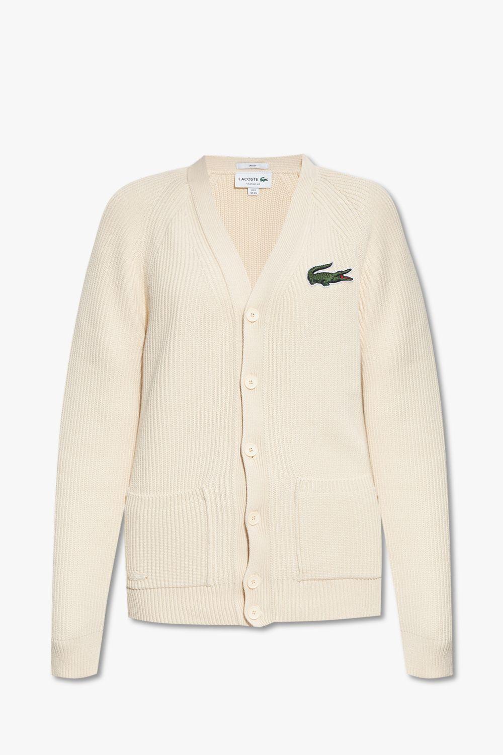 Lacoste Cardigan With Logo in Natural | Lyst