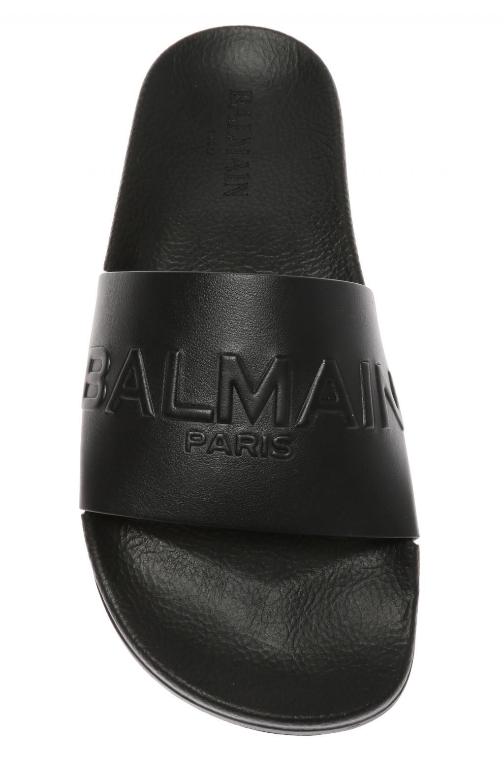 white balmain slides