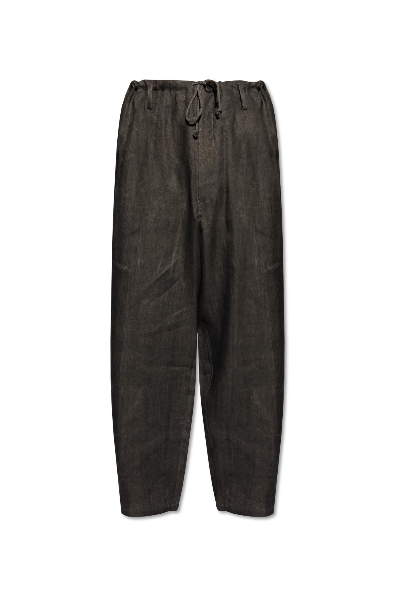 Yohji Yamamoto tapered linen trousers - Grey