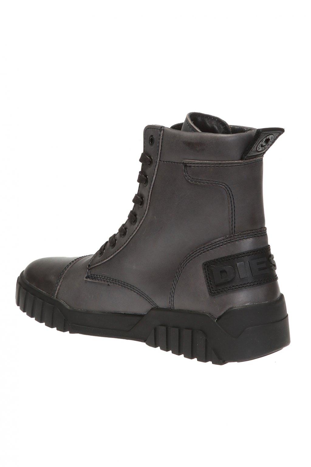 DIESEL Leather 'hrua' Ankle Boots With Logo in Grey (Gray) for Men Lyst