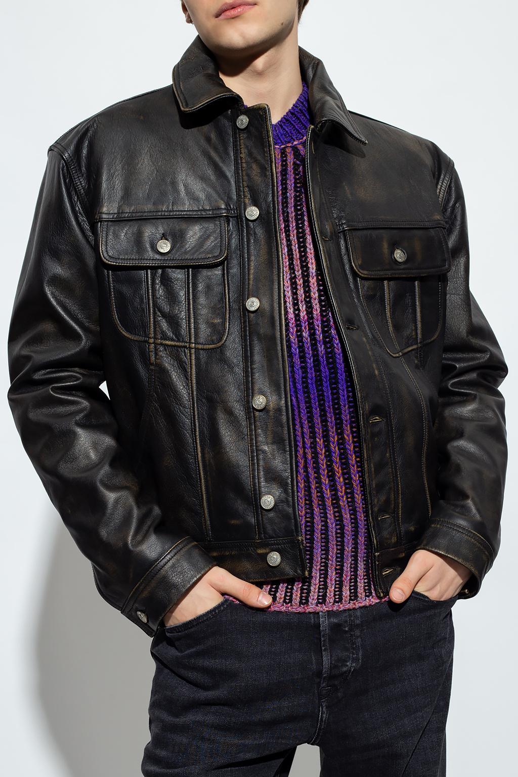DIESEL 'l-riley' Leather Jacket in Black Men | Lyst