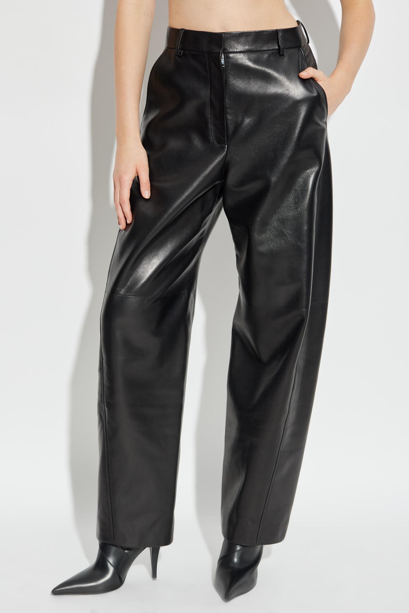 Givenchy Leather Wide-Leg Trousers in Black Lyst UK