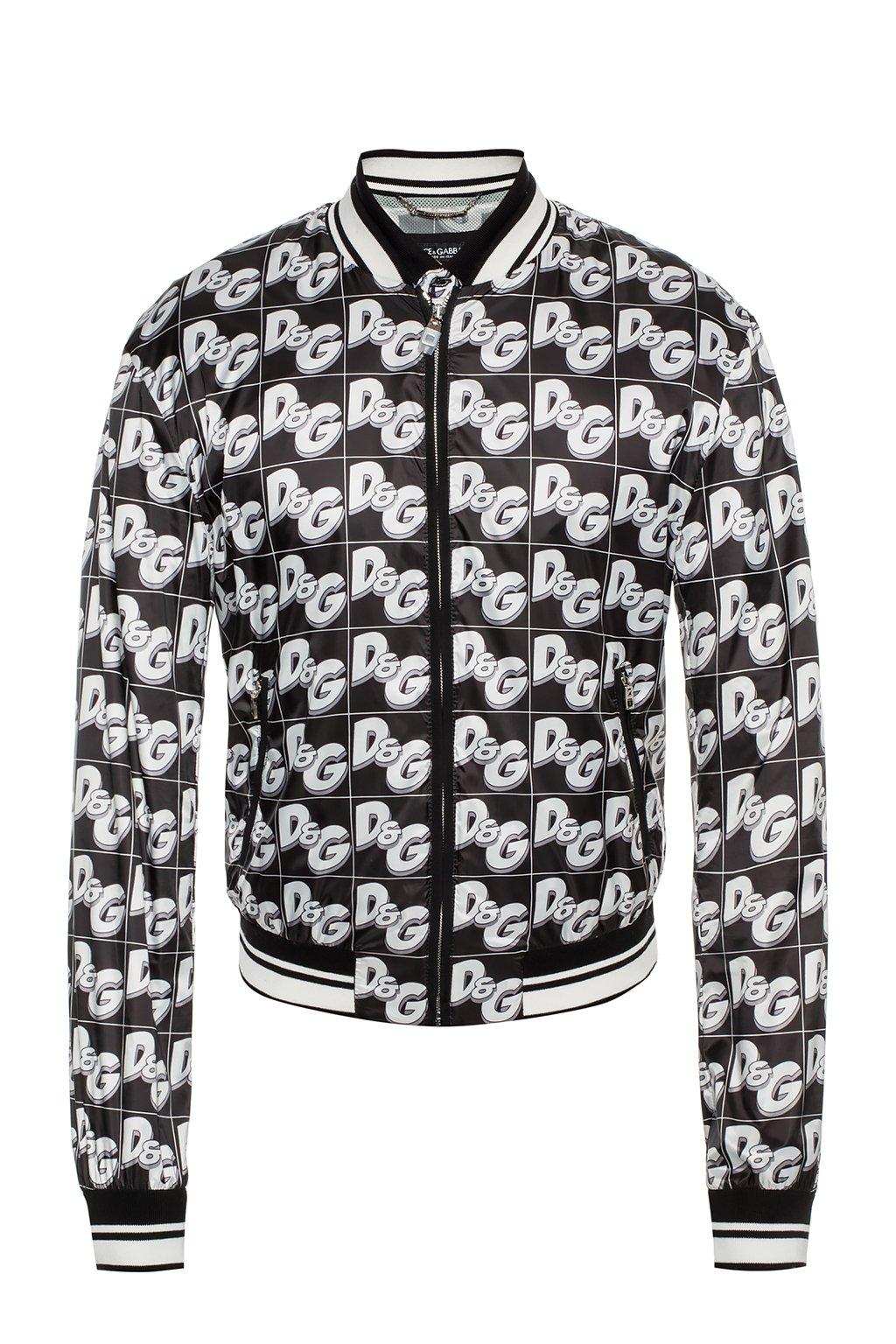 Dolce & Gabbana Synthetic D&g Logo Print Bomber Jacket in Black for Men ...