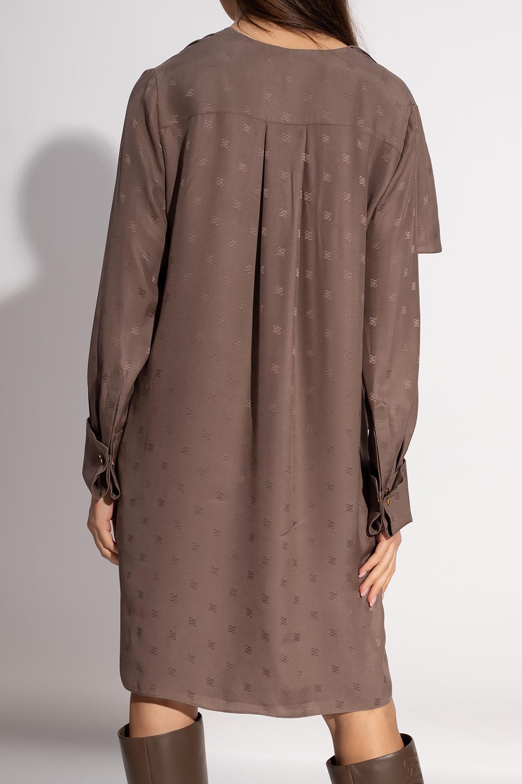 Fendi Silk Dress in Brown | Lyst