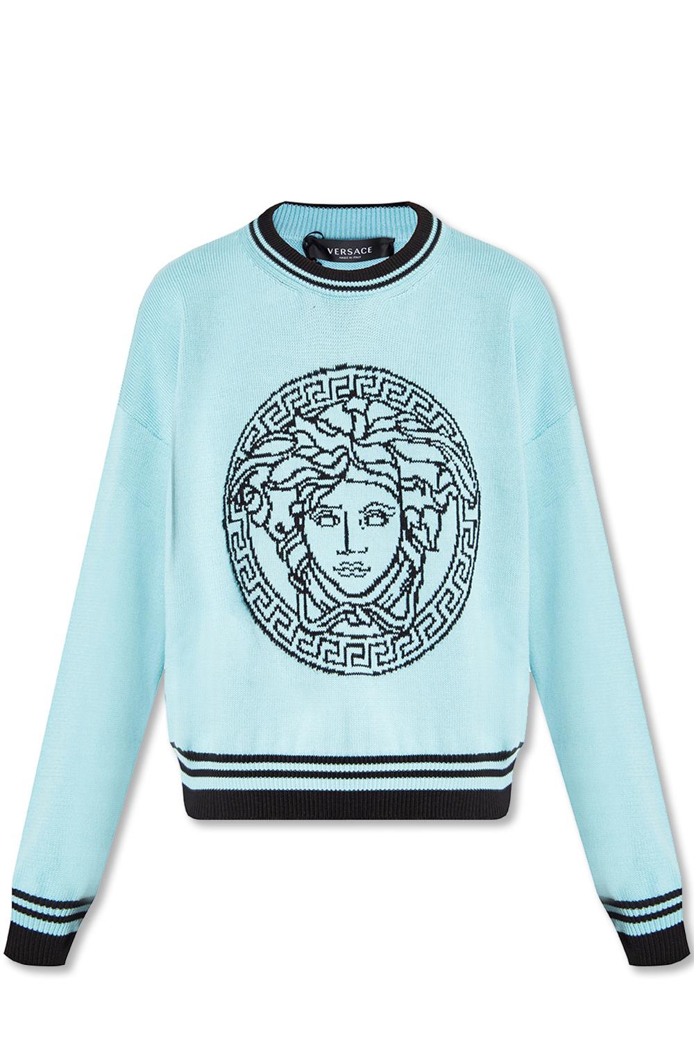 steeg Verbonden wenselijk Versace Sweater With Medusa Head in Blue | Lyst