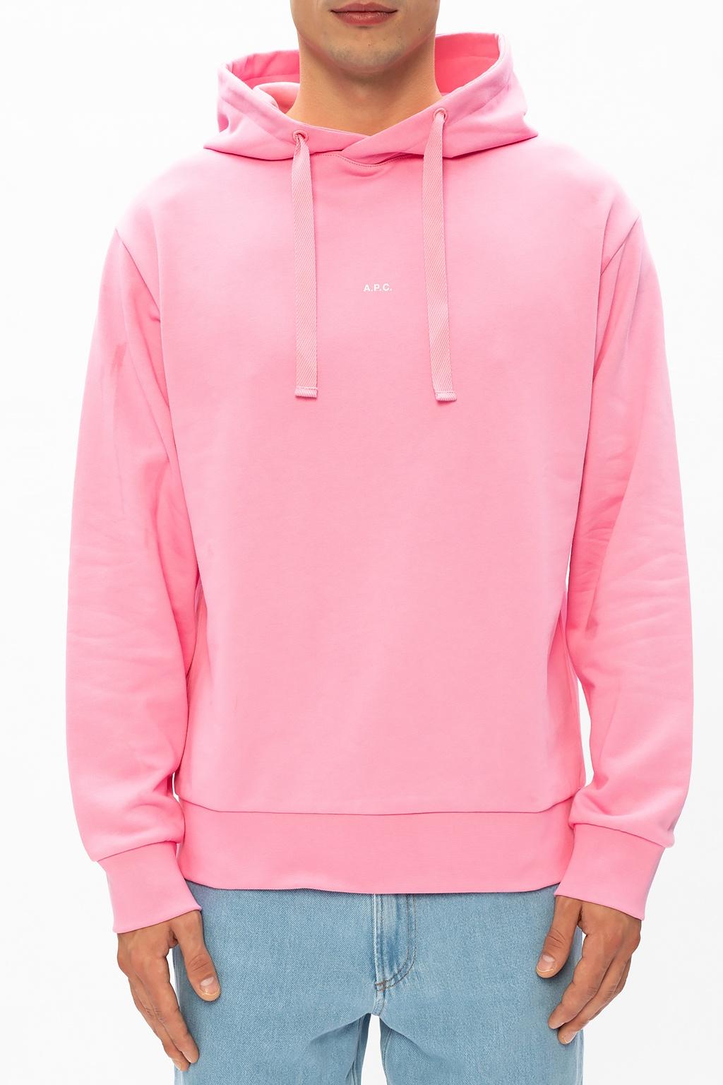 A.P.C. Cotton Logo Hoodie Pink for Men - Lyst