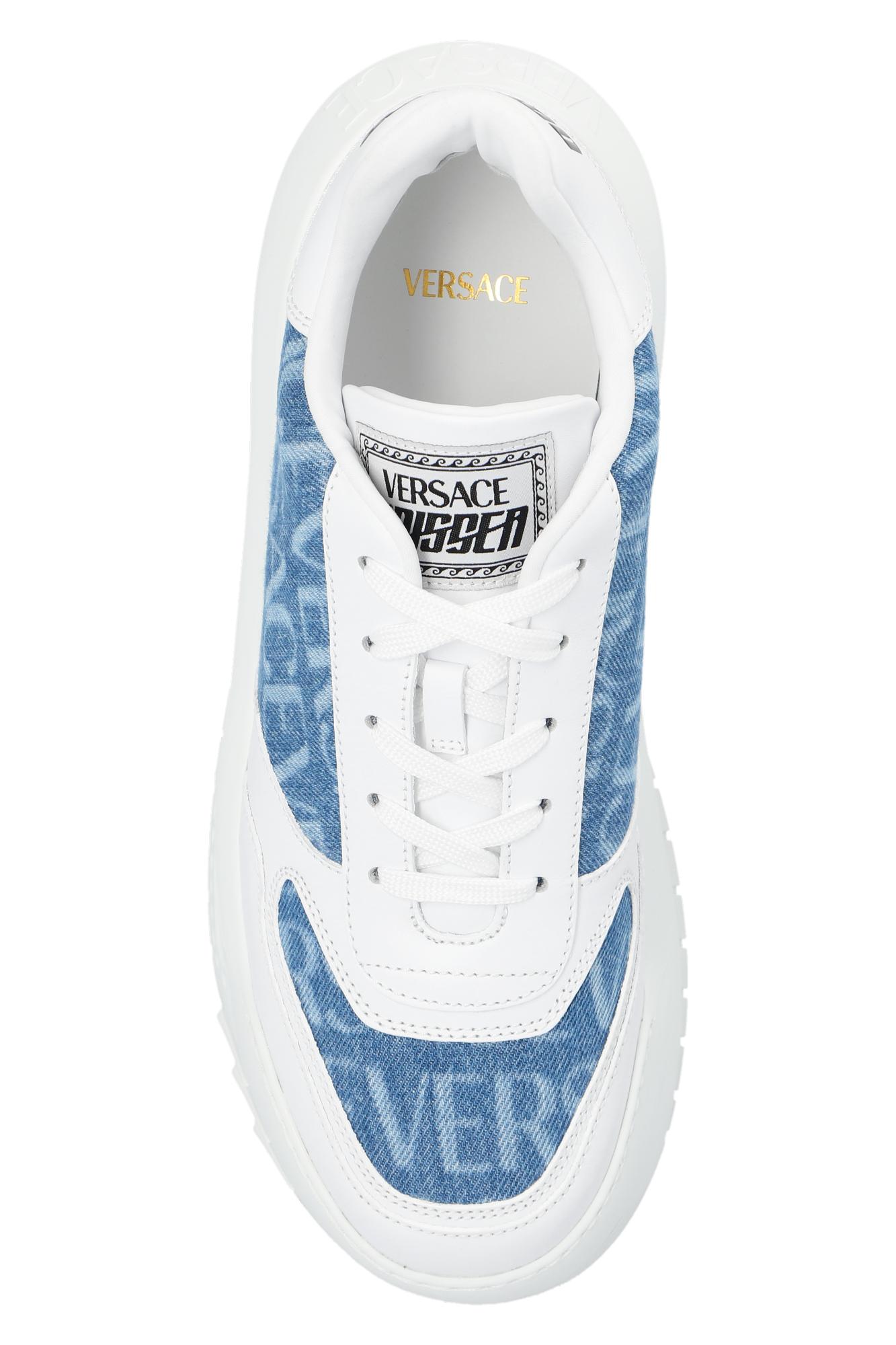Versace White 'odissea' Sneakers in Blue | Lyst