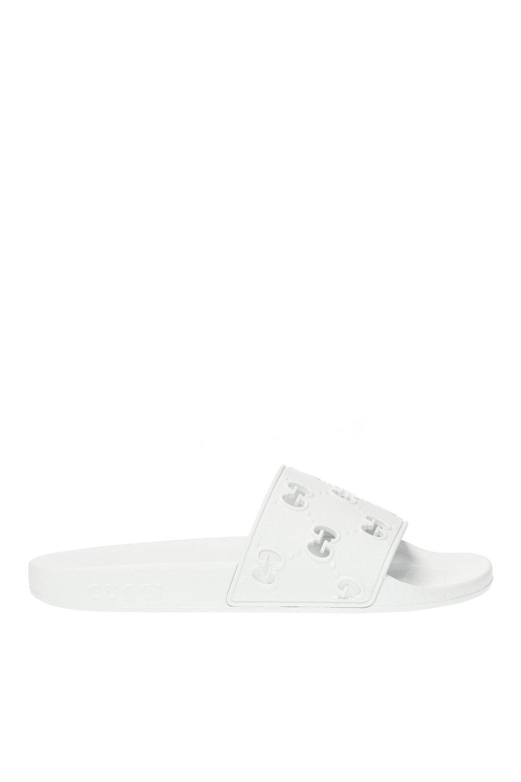 white gucci pool slides