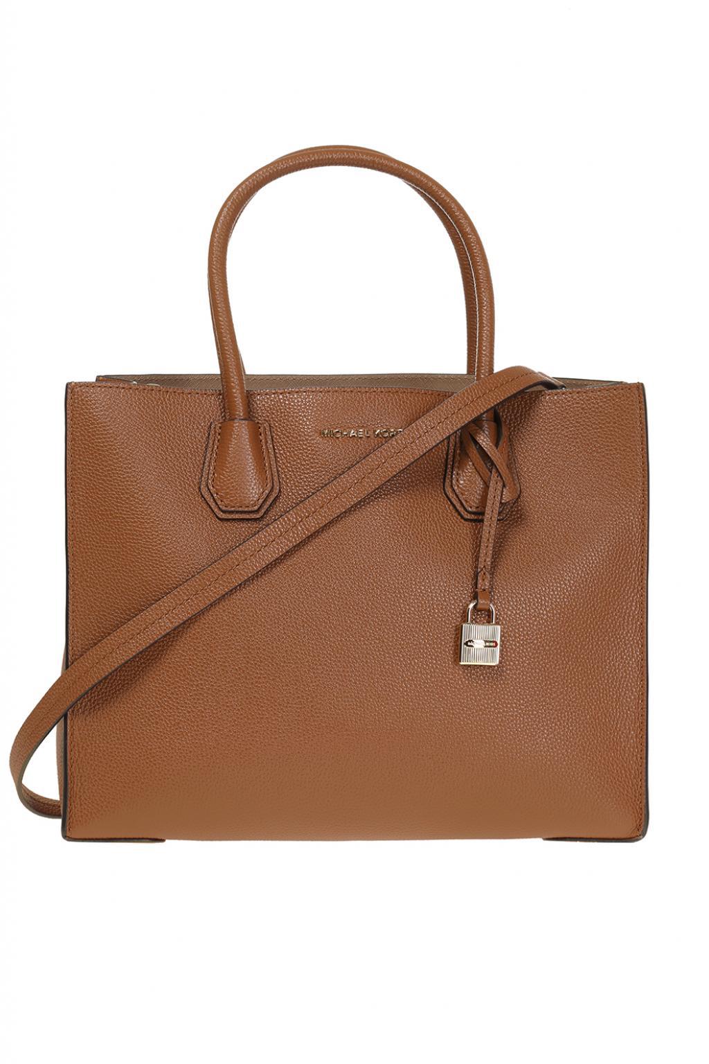 Michael Kors Leather 'mercer' Shoulder Bag in Black Brown Navy Blue