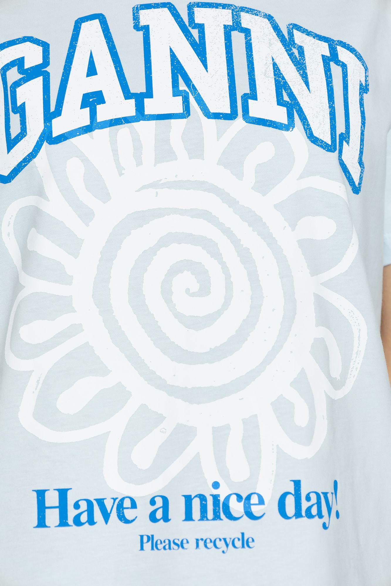 Ganni T-shirt With Logo in Blue | Lyst