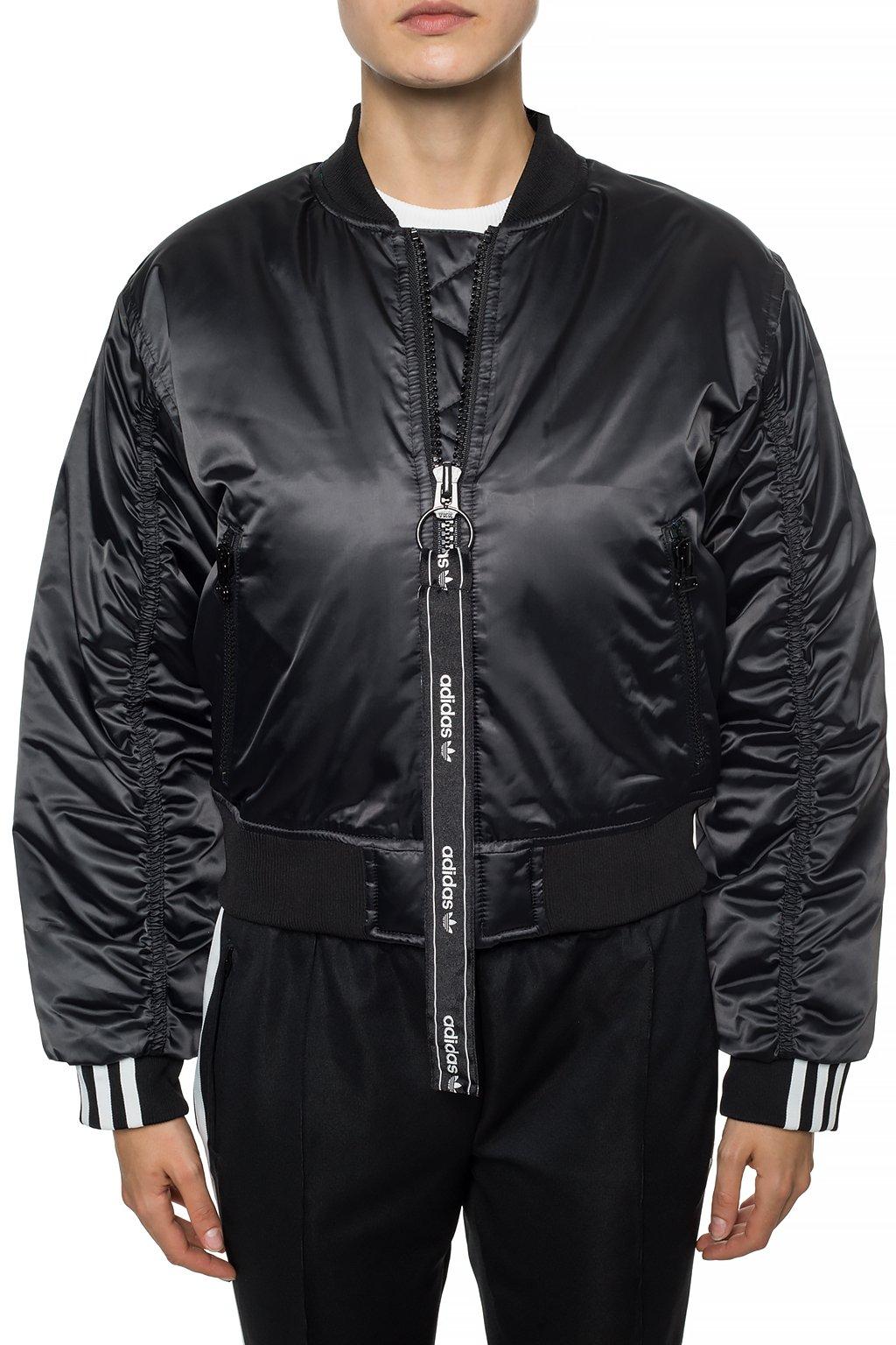 adidas Originals Synthetic Bomber Jacket With Gathers in Black Lyst