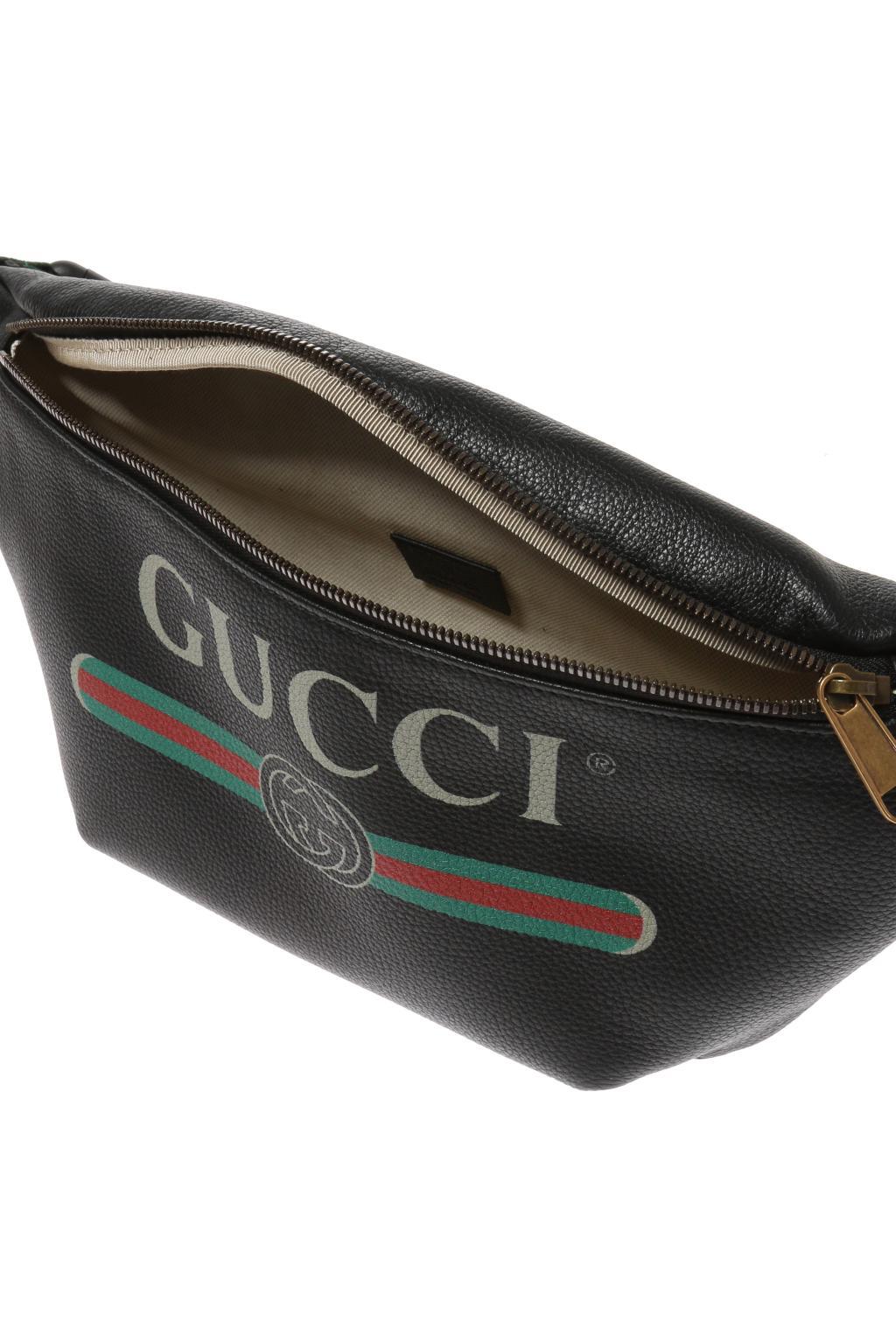 Gucci Black Fake Logo Print Leather Cross-body Bag for Men - Lyst