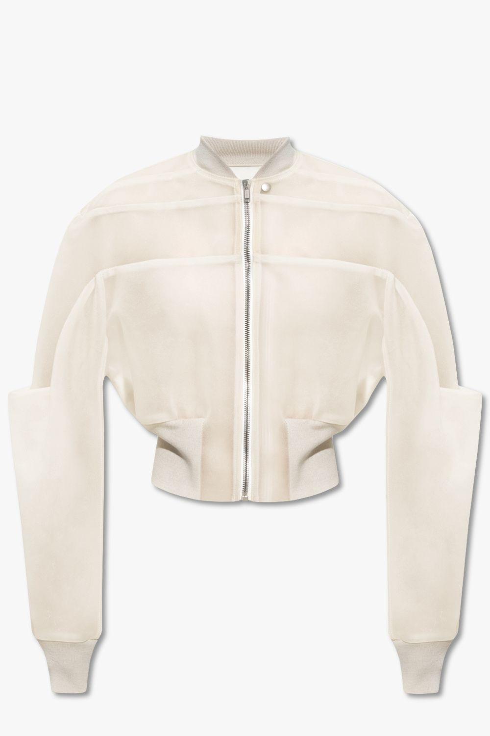 Rick Owens Leather Bomber Jacket in White | Lyst