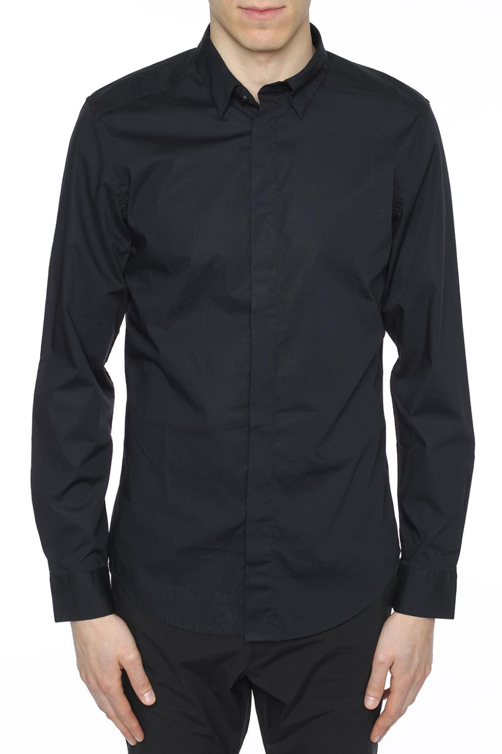 DIESEL Cotton Concealed Placket Shirt in Black White (Black) for Men - Lyst