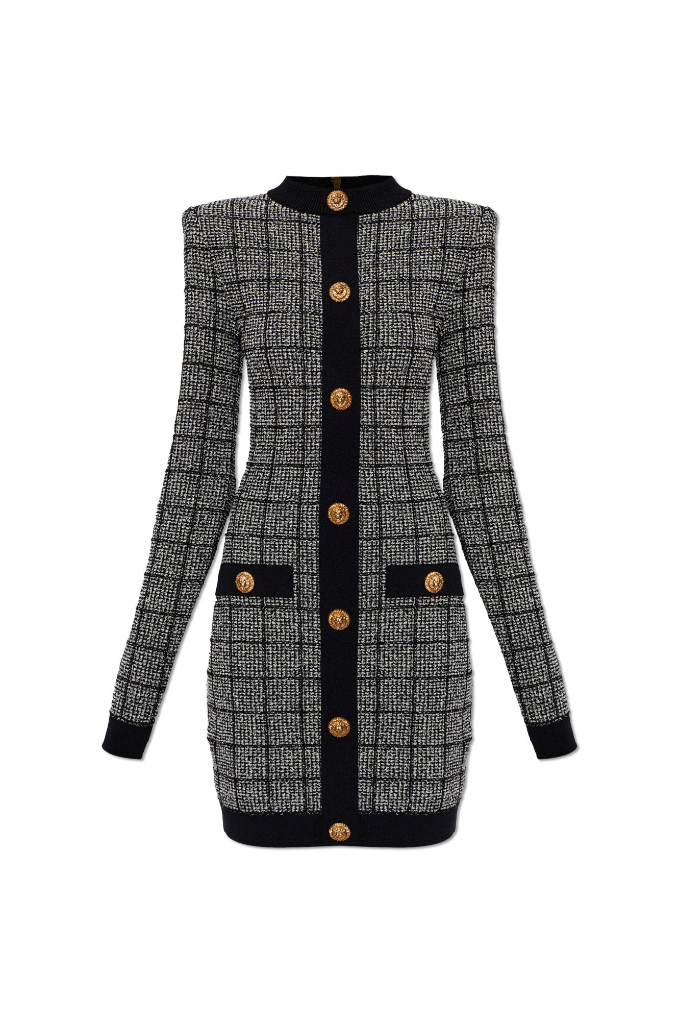 black and gold great gatsby dress Two-Tone Cableknit Dress by Balmain main image 0