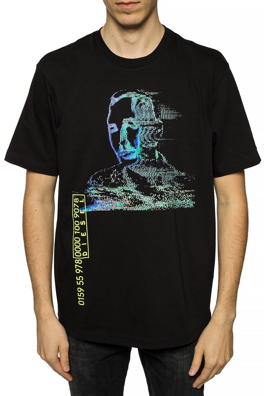 DIESEL Cotton Printed Tshirt Black for Men Lyst