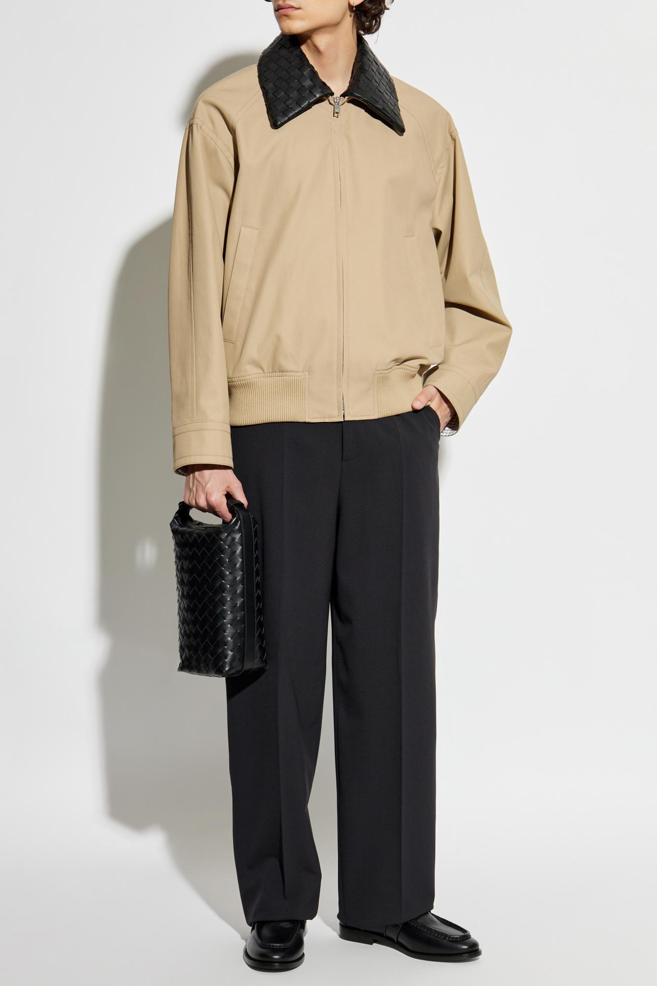 Bottega Veneta Jacket With Leather Collar in Natural for Men