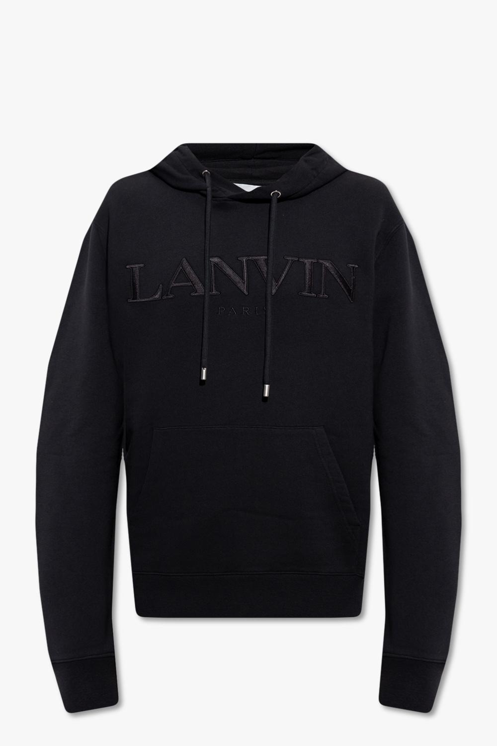 gym and workout clothes Hoodies Mens Clothing Activewear Lanvin Cotton Black Embroidered Curb Hoodie for Men 