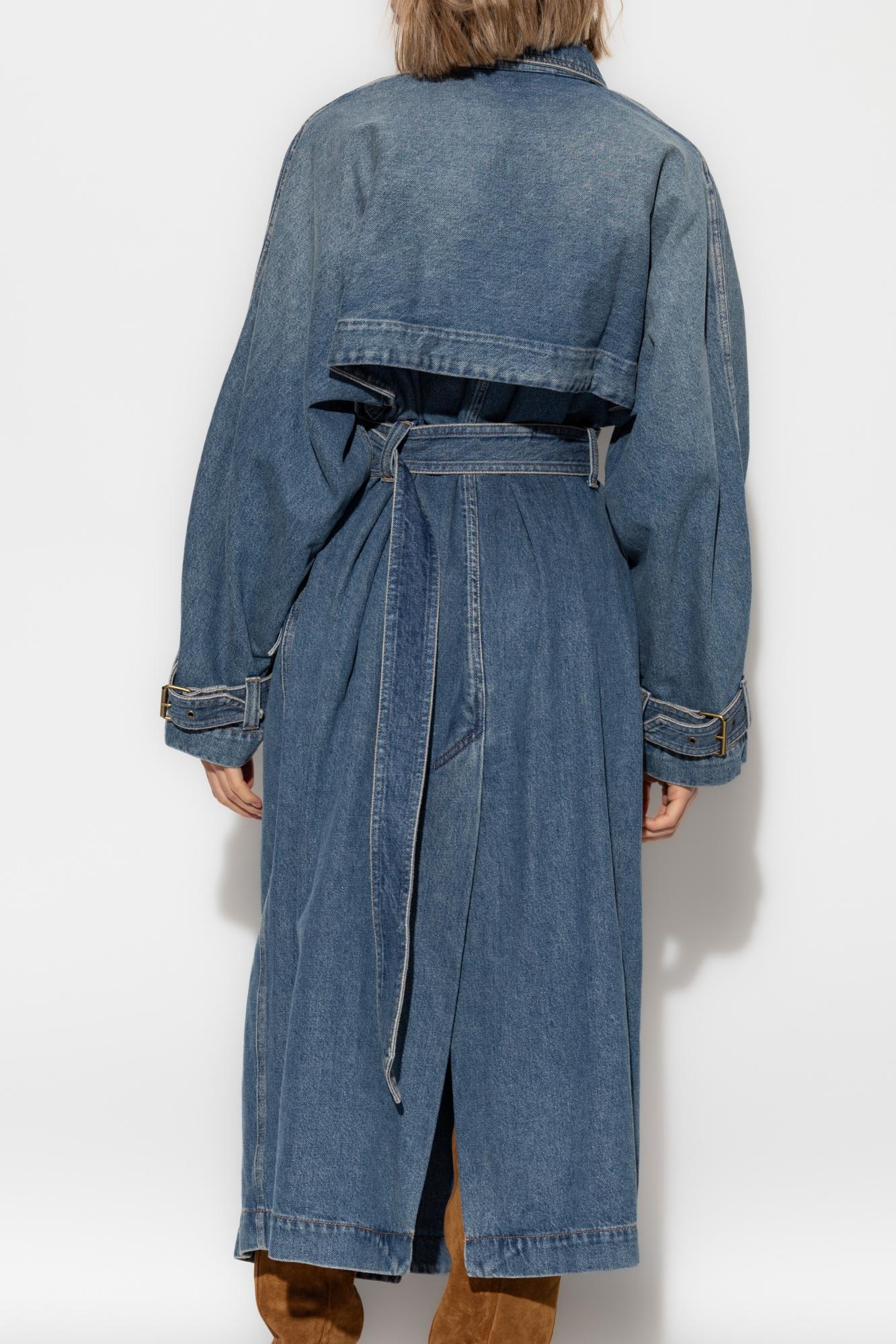 【送料&関税込】Isabel Marant Brekka Denim Trench Coat Brekka denim coat in blue - Isabel Marant | Mytheresa