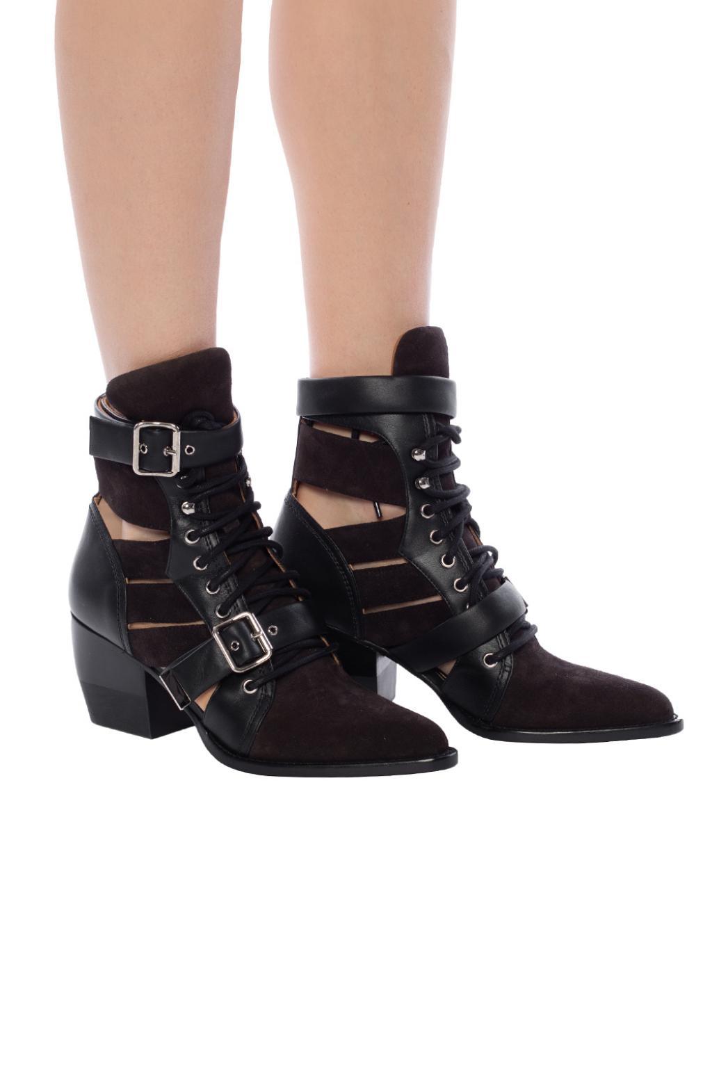 Chloé Leather �rylee� Heeled Ankle Boots Black Lyst