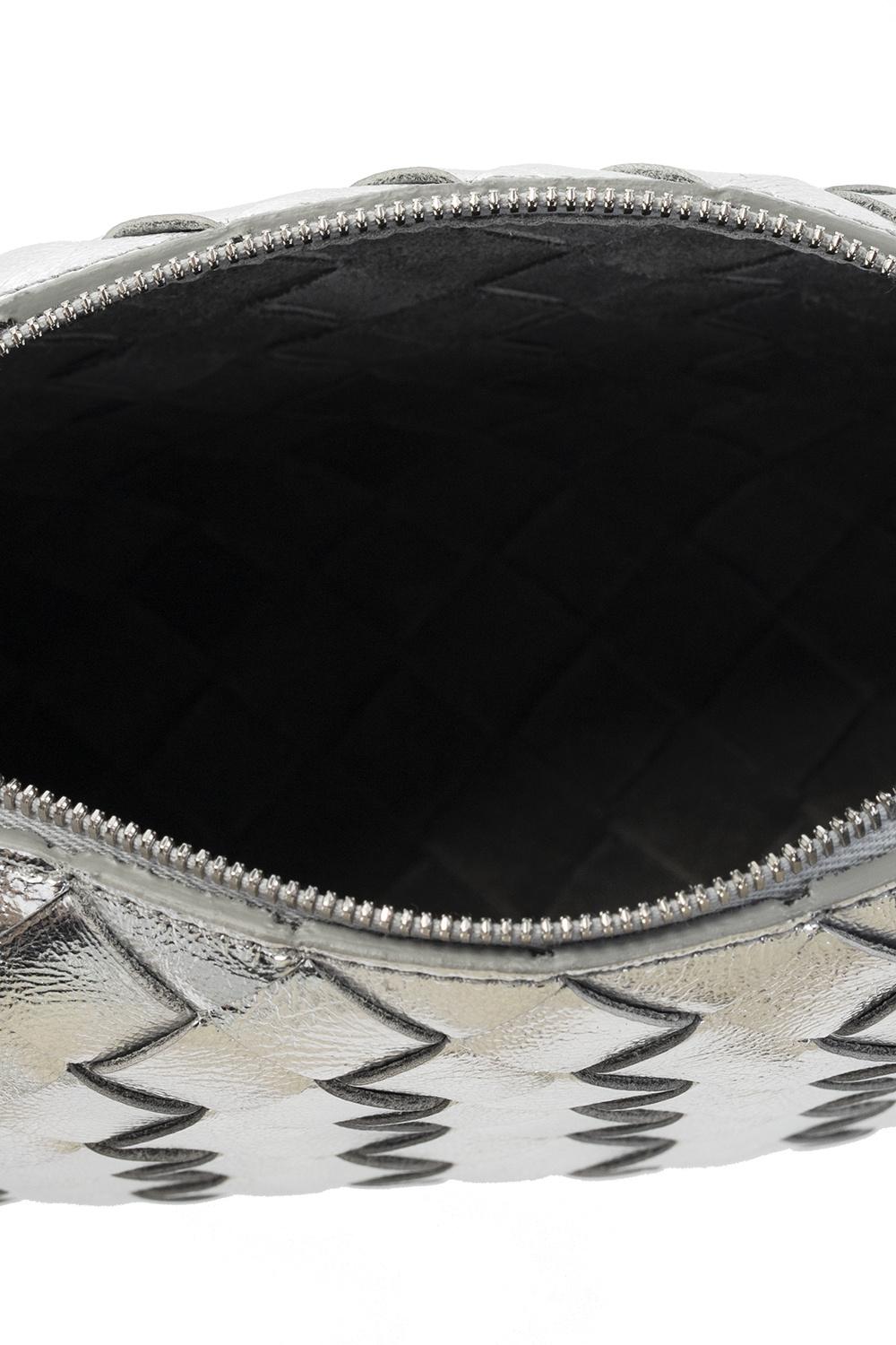 Bottega Veneta Mini Loop Laminated Silver Leather Shoulder Bag New