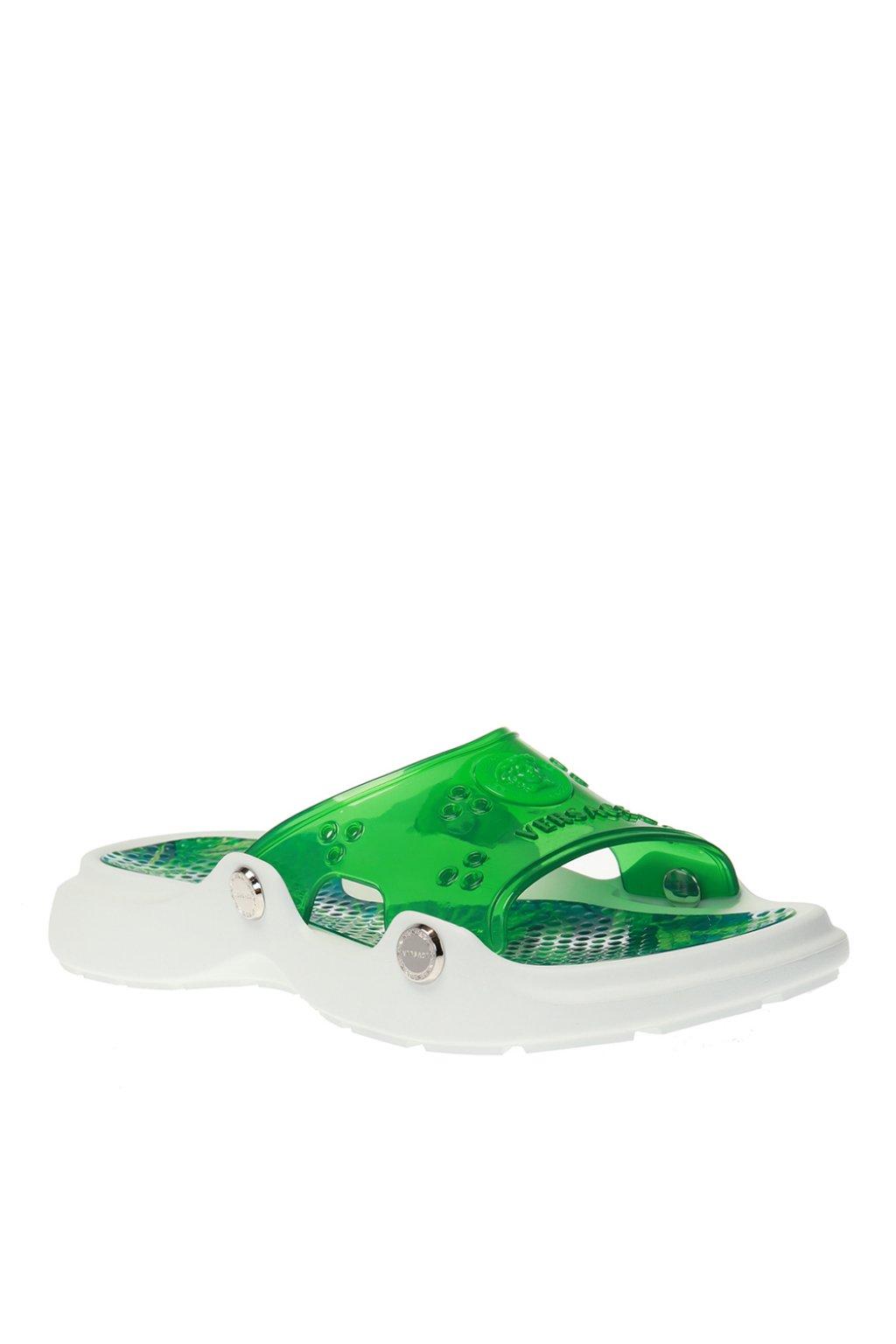 Versace Flat Sandals in Green - Save 52% - Lyst